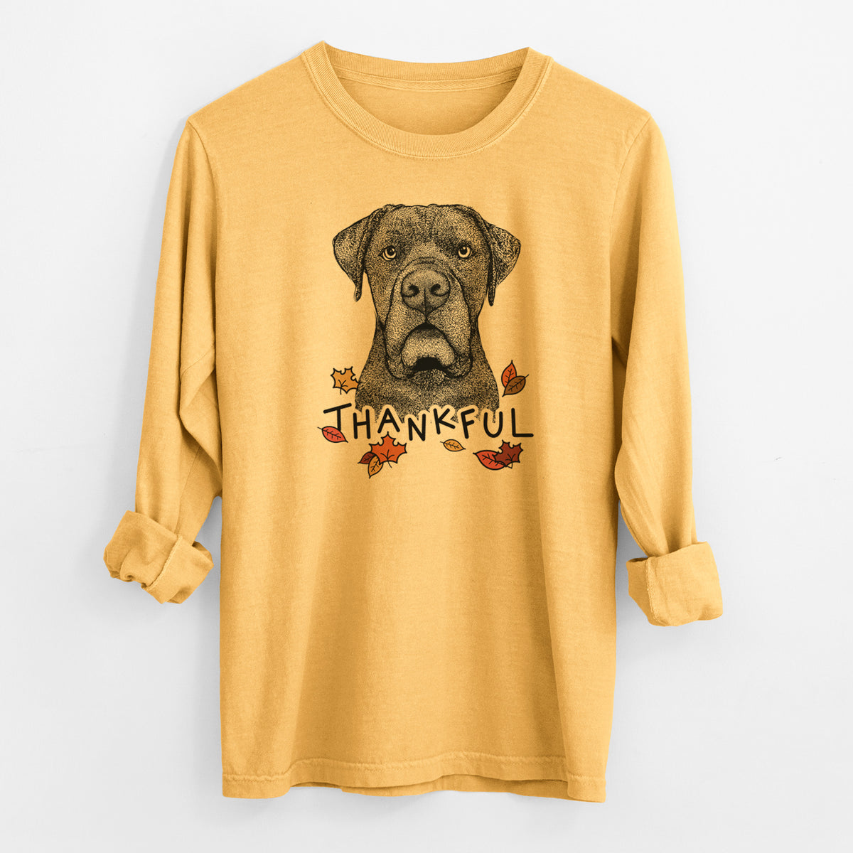 Thankful Rocco the Cane Corso - Men's Heavyweight 100% Cotton Long Sleeve