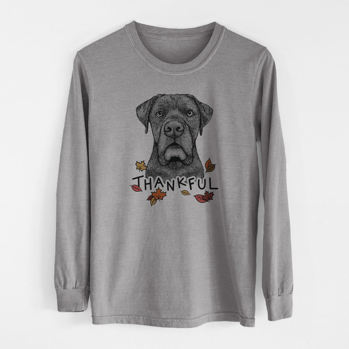 Thankful Rocco the Cane Corso - Men's Heavyweight 100% Cotton Long Sleeve