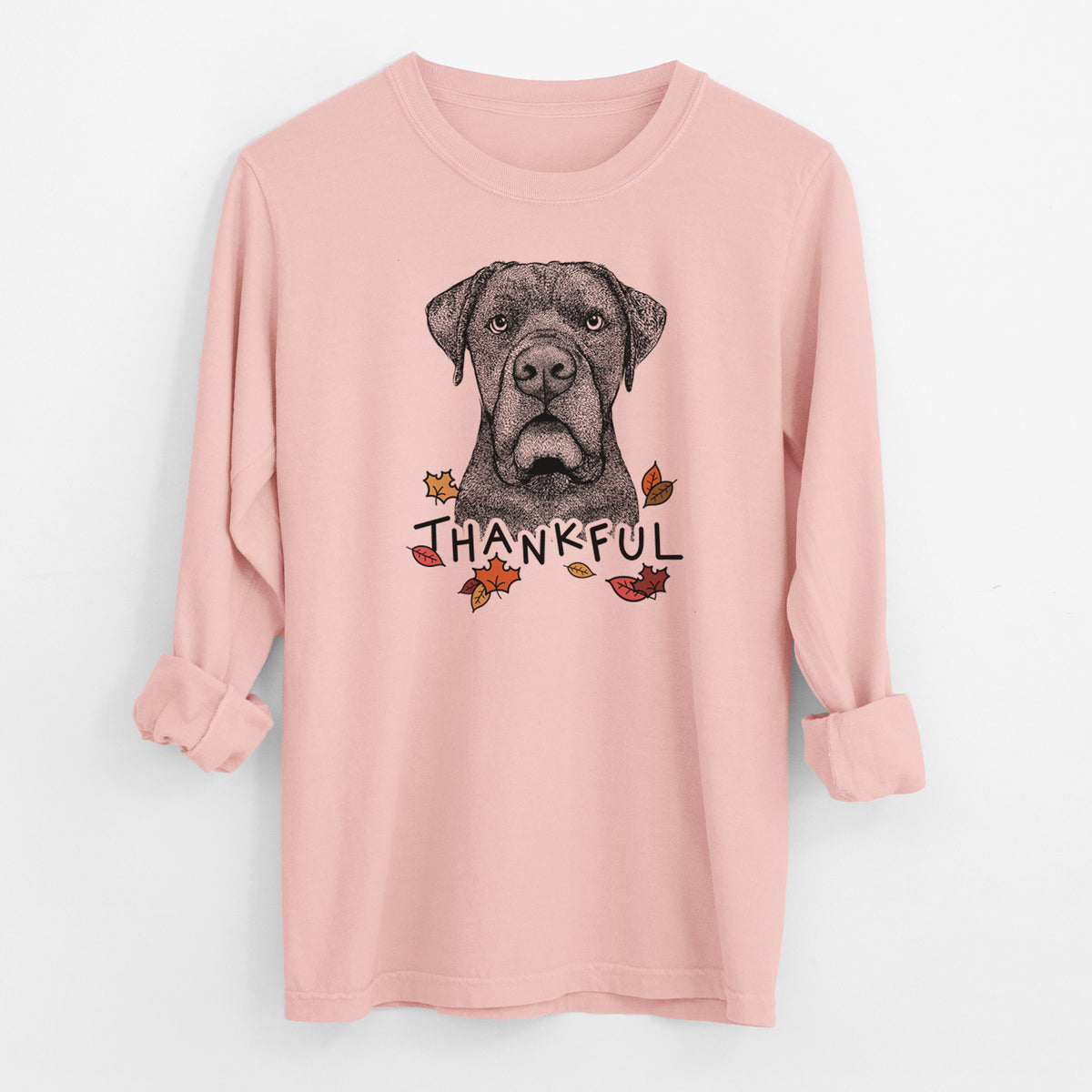 Thankful Rocco the Cane Corso - Men's Heavyweight 100% Cotton Long Sleeve