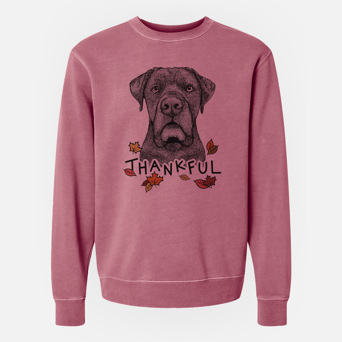 Thankful Rocco the Cane Corso - Unisex Pigment Dyed Crew Sweatshirt