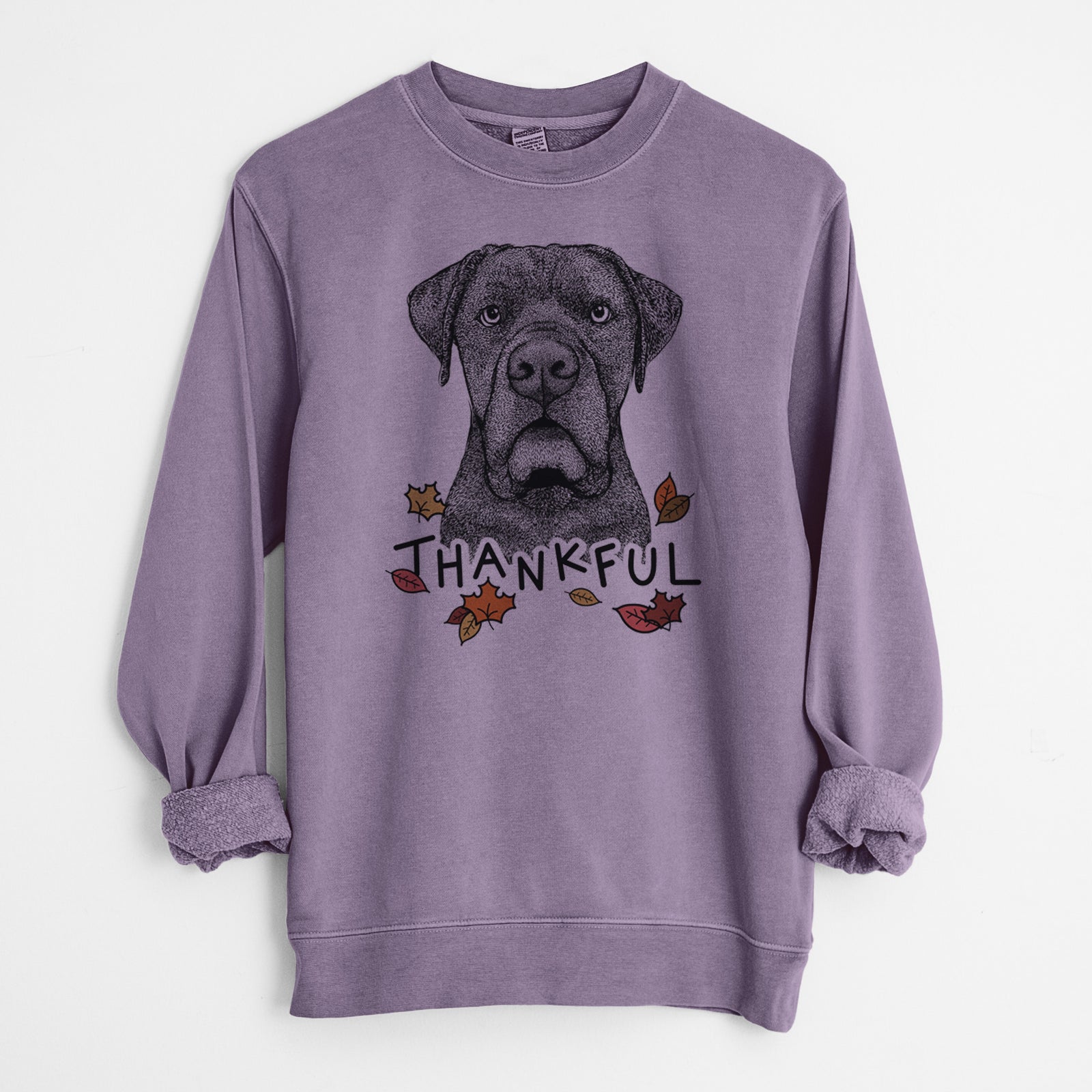Thankful Rocco the Cane Corso - Unisex Pigment Dyed Crew Sweatshirt