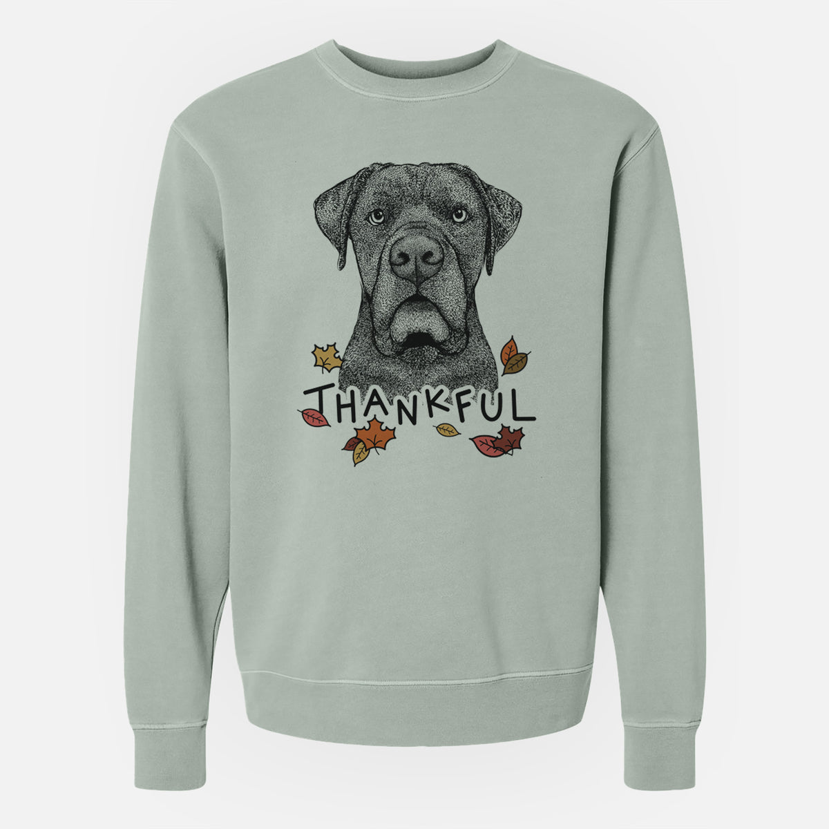 Thankful Rocco the Cane Corso - Unisex Pigment Dyed Crew Sweatshirt