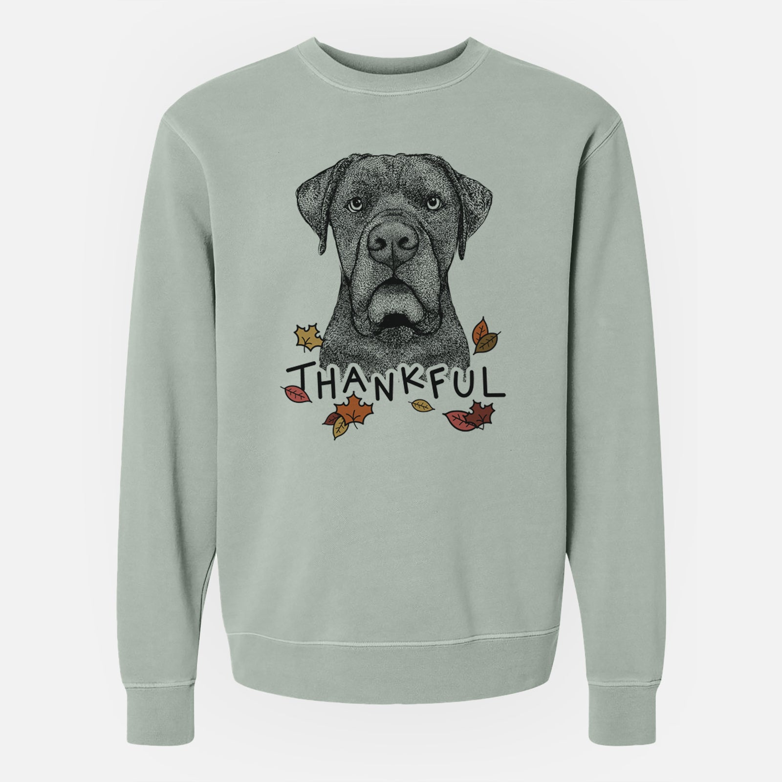 Thankful Rocco the Cane Corso - Unisex Pigment Dyed Crew Sweatshirt