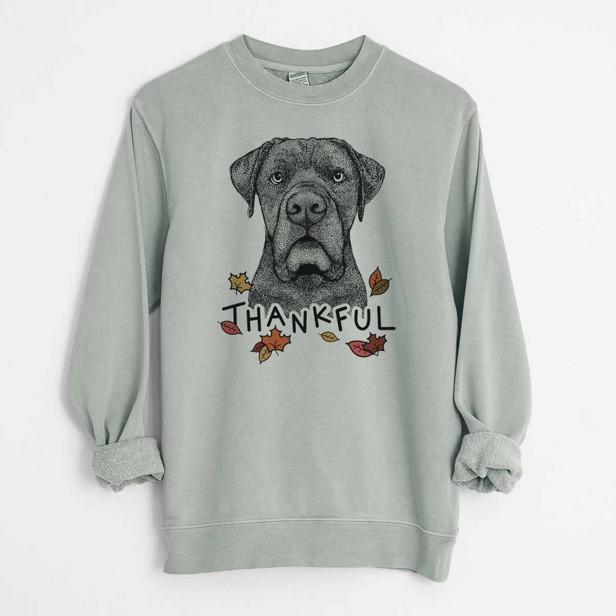 Thankful Rocco the Cane Corso - Unisex Pigment Dyed Crew Sweatshirt