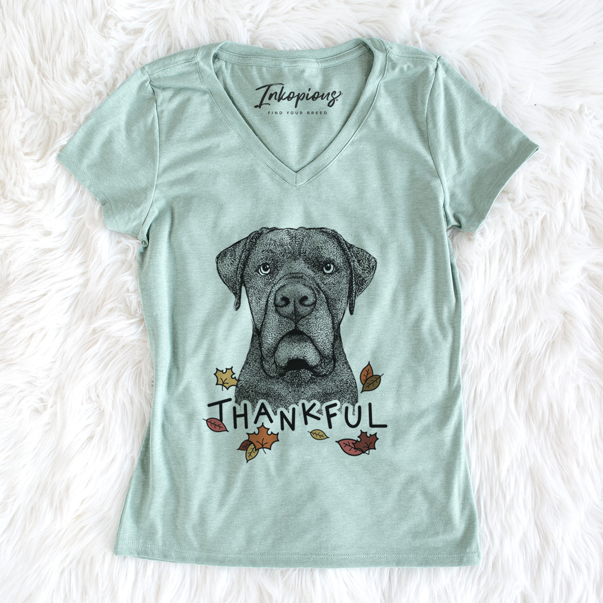Thankful Rocco the Cane Corso - Women's V-neck Shirt