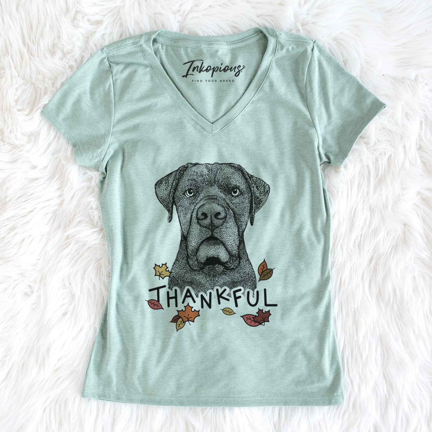Thankful Rocco the Cane Corso - Women's V-neck Shirt