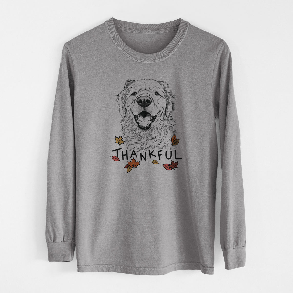 Thankful Roger the Golden Retriever - Men's Heavyweight 100% Cotton Long Sleeve