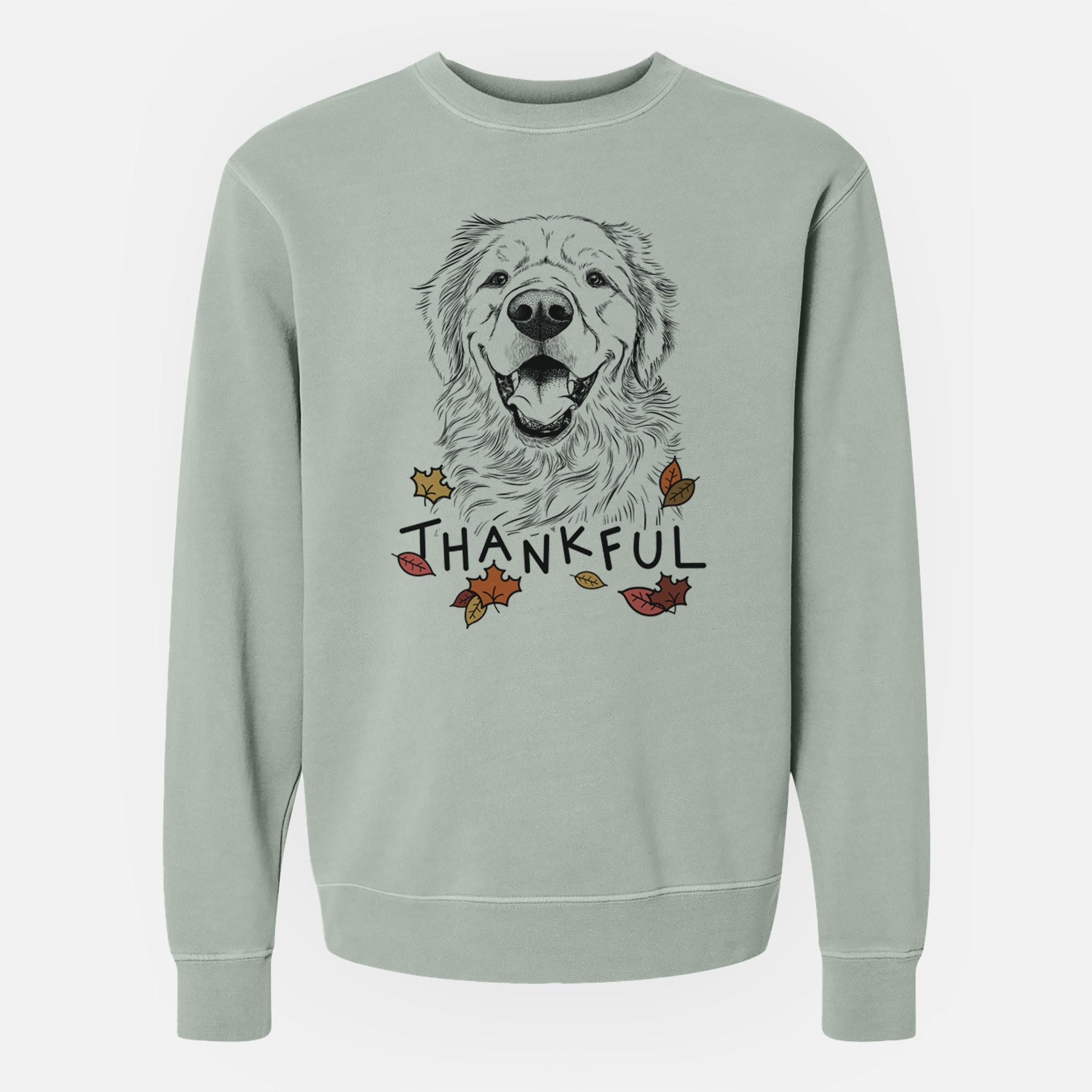Thankful Roger the Golden Retriever - Unisex Pigment Dyed Crew Sweatshirt