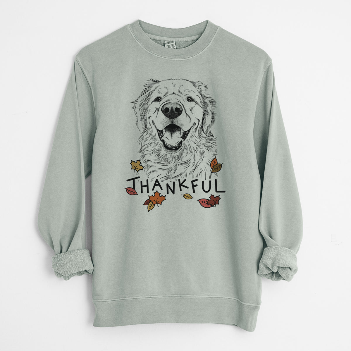Thankful Roger the Golden Retriever - Unisex Pigment Dyed Crew Sweatshirt