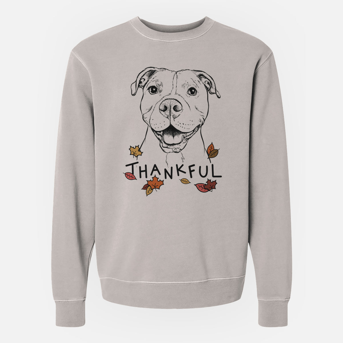 Thankful Roscoe the Pitbull - Unisex Pigment Dyed Crew Sweatshirt