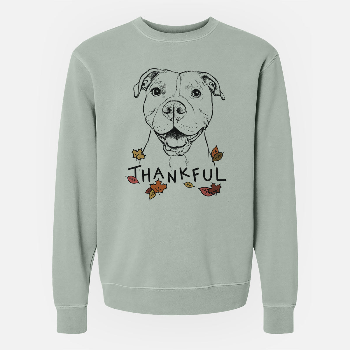 Thankful Roscoe the Pitbull - Unisex Pigment Dyed Crew Sweatshirt