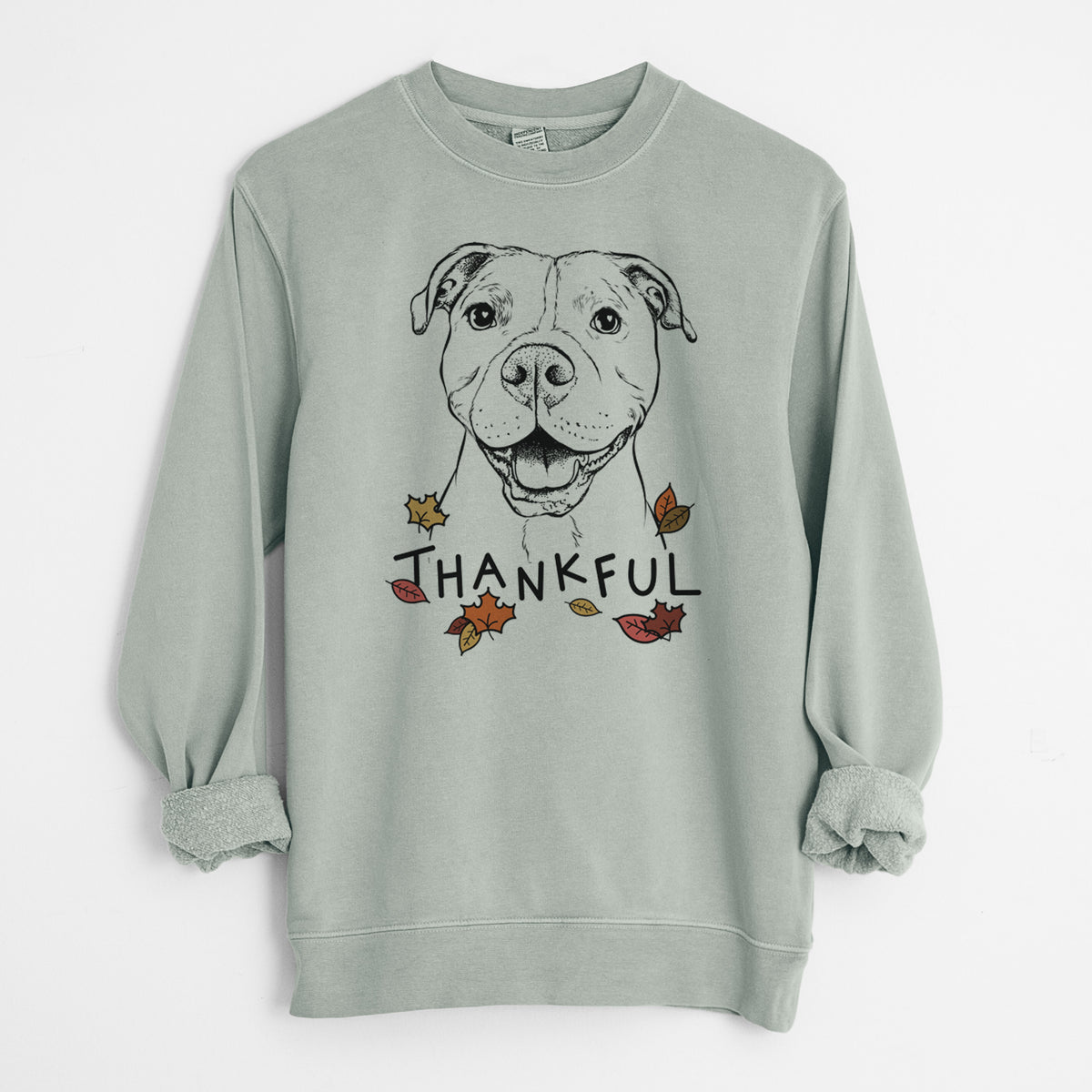 Thankful Roscoe the Pitbull - Unisex Pigment Dyed Crew Sweatshirt