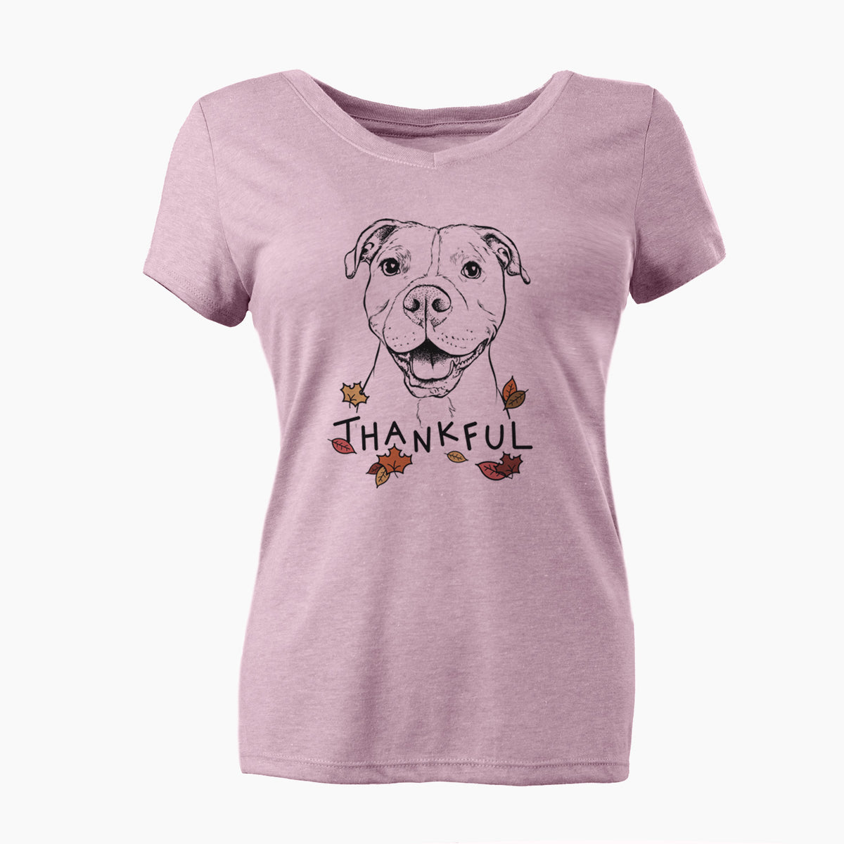 Thankful Roscoe the Pitbull - Women's V-neck Shirt
