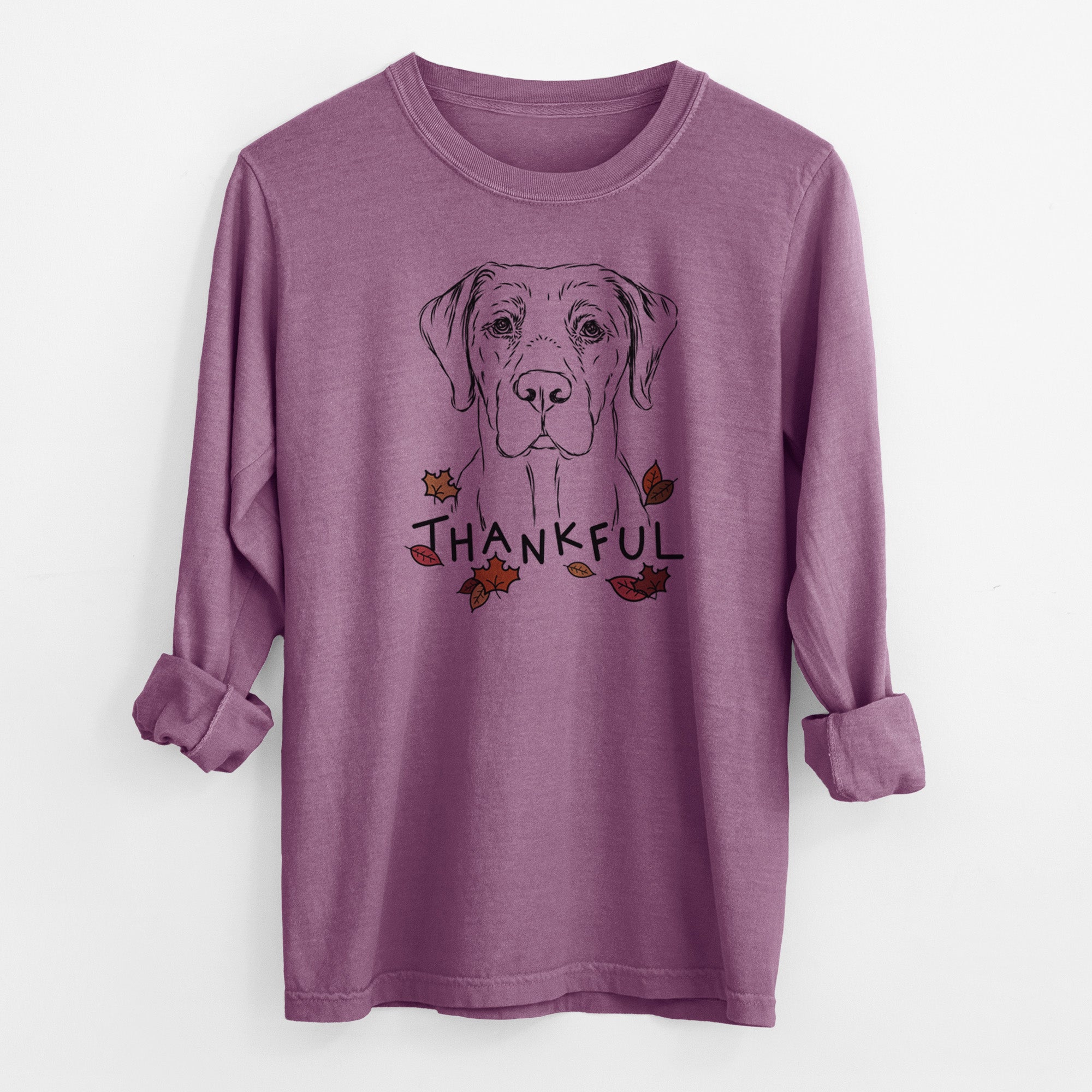 Thankful Rowdy the Labrador Retriever - Men's Heavyweight 100% Cotton Long Sleeve