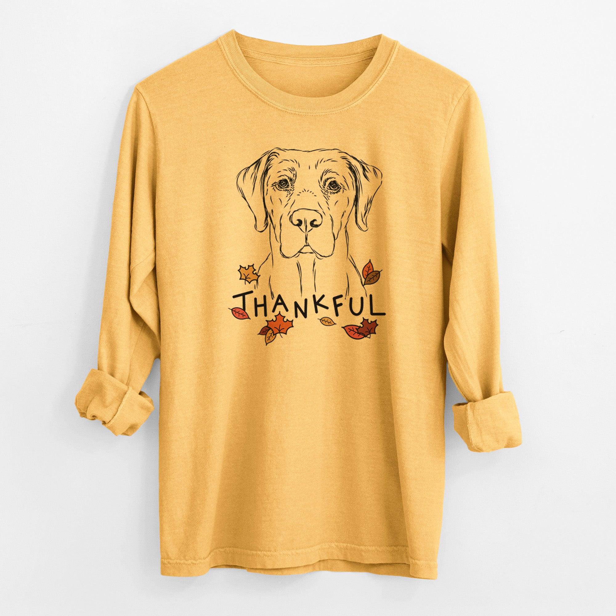 Thankful Rowdy the Labrador Retriever - Men's Heavyweight 100% Cotton Long Sleeve