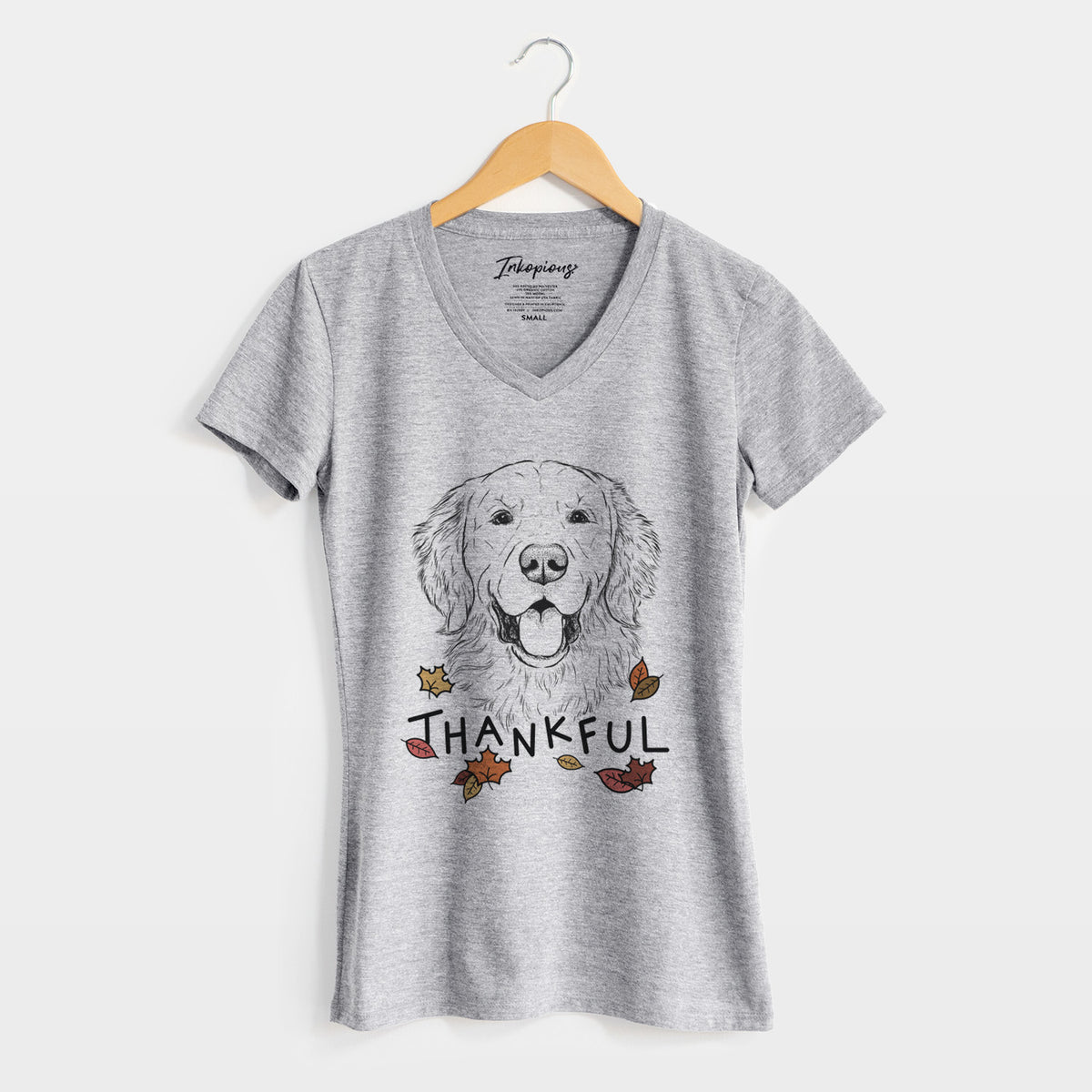 Thankful Sam the Golden Retriever - Women's V-neck Shirt
