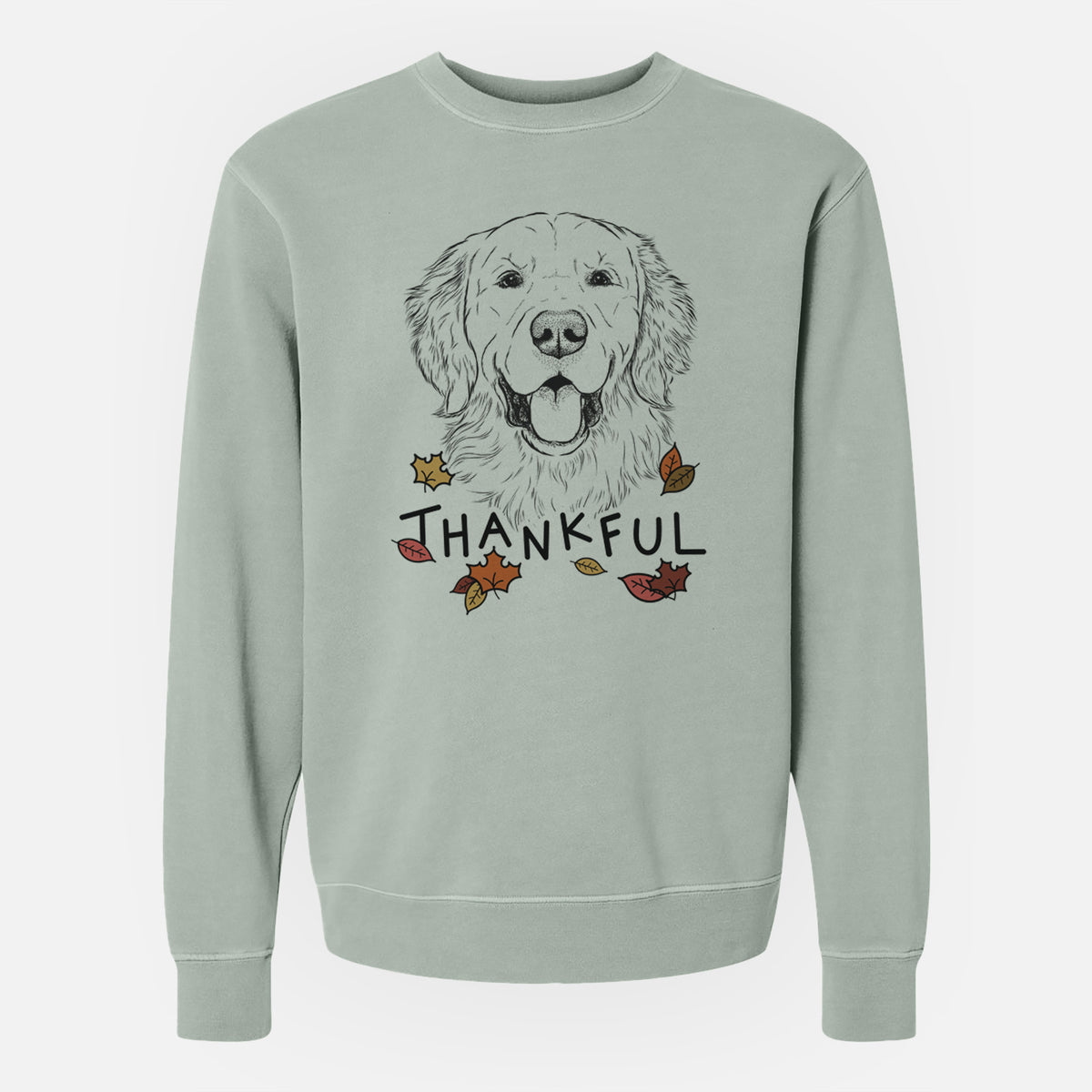 Thankful Sam the Golden Retriever - Unisex Pigment Dyed Crew Sweatshirt