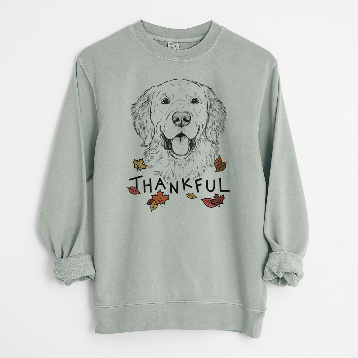 Thankful Sam the Golden Retriever - Unisex Pigment Dyed Crew Sweatshirt