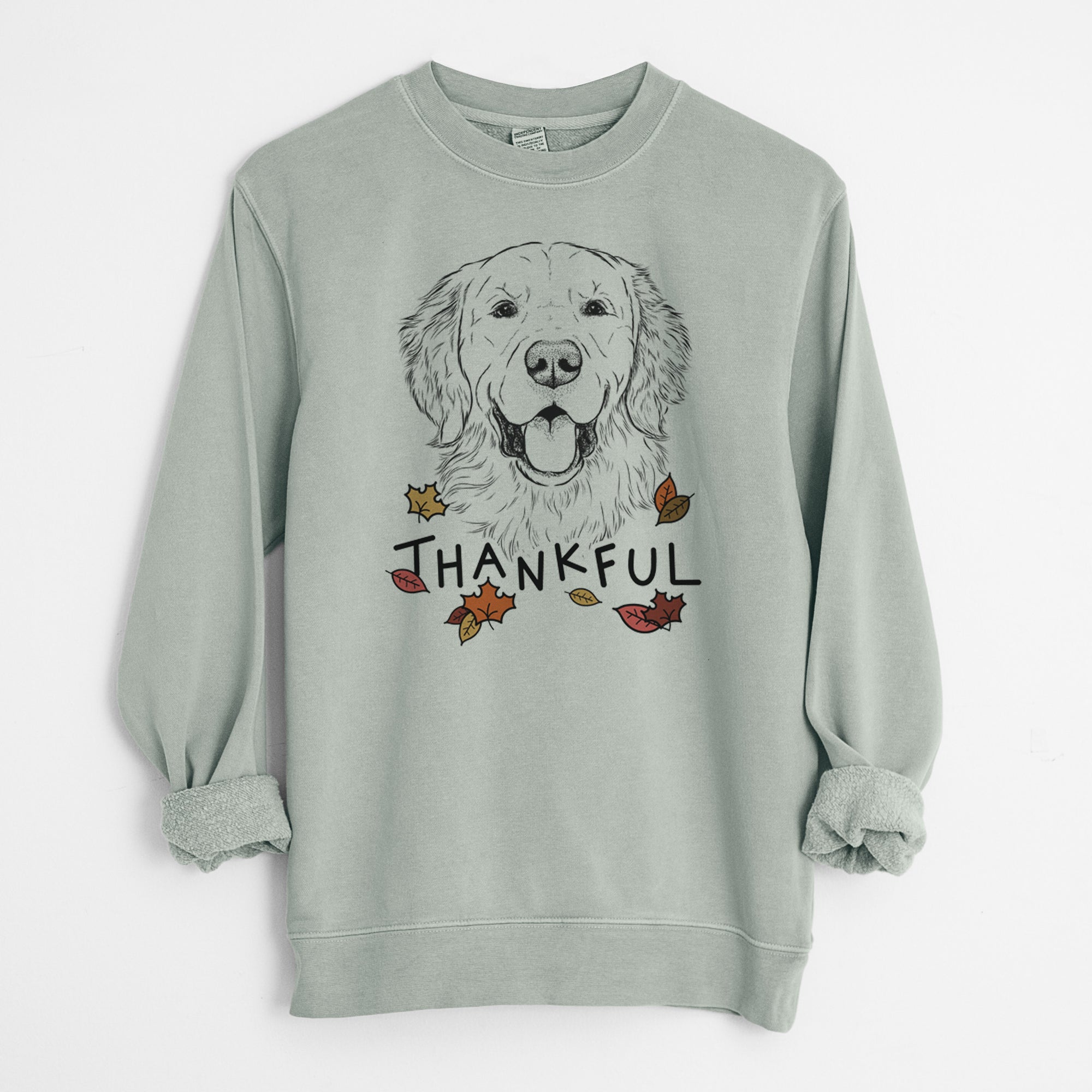 Thankful Sam the Golden Retriever - Unisex Pigment Dyed Crew Sweatshirt
