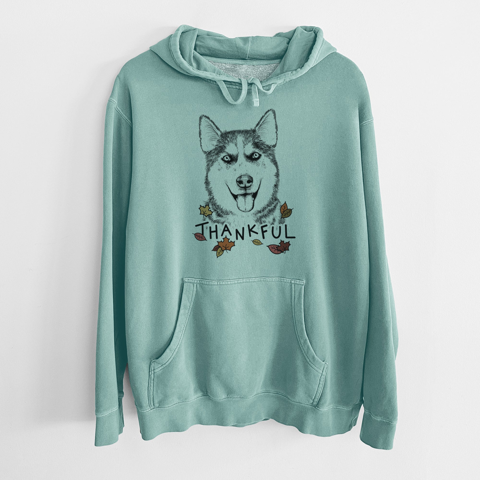 Thankful Sesi the Siberian Husky - Unisex Pigment Dyed Hoodie