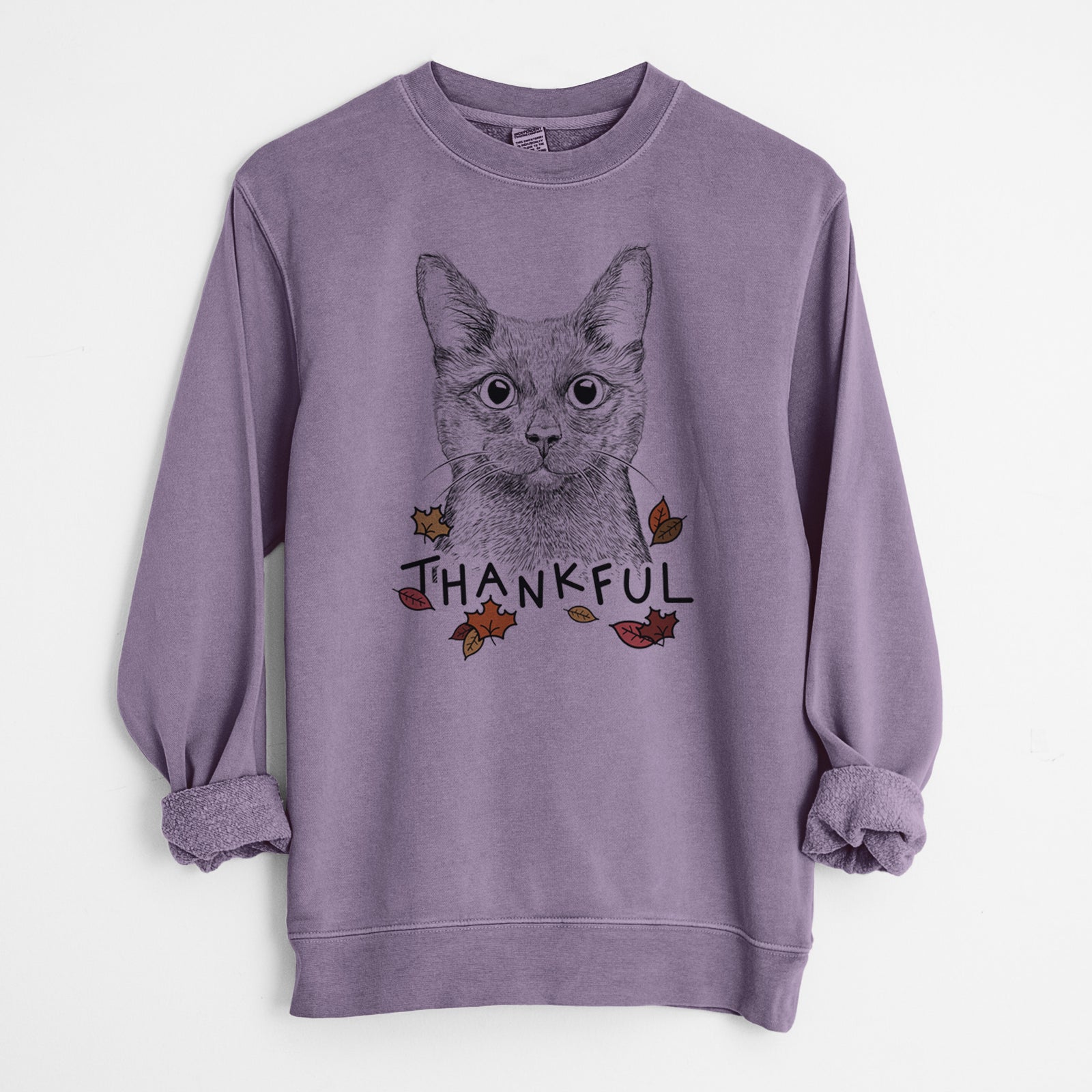 Thankful Shadow the Black Cat - Unisex Pigment Dyed Crew Sweatshirt