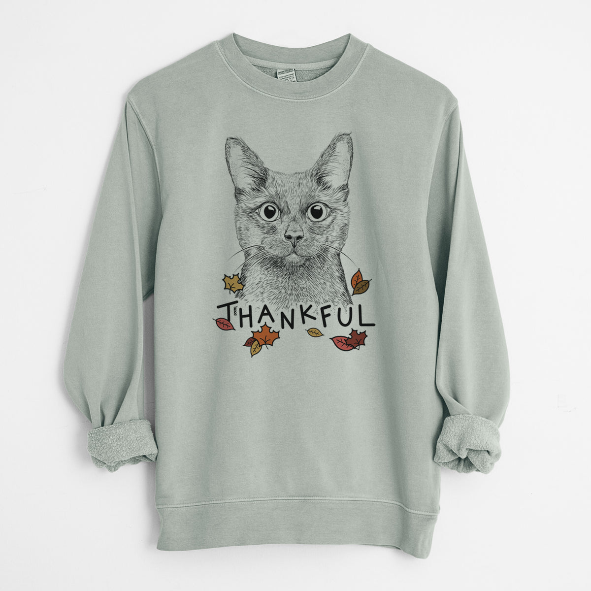 Thankful Shadow the Black Cat - Unisex Pigment Dyed Crew Sweatshirt