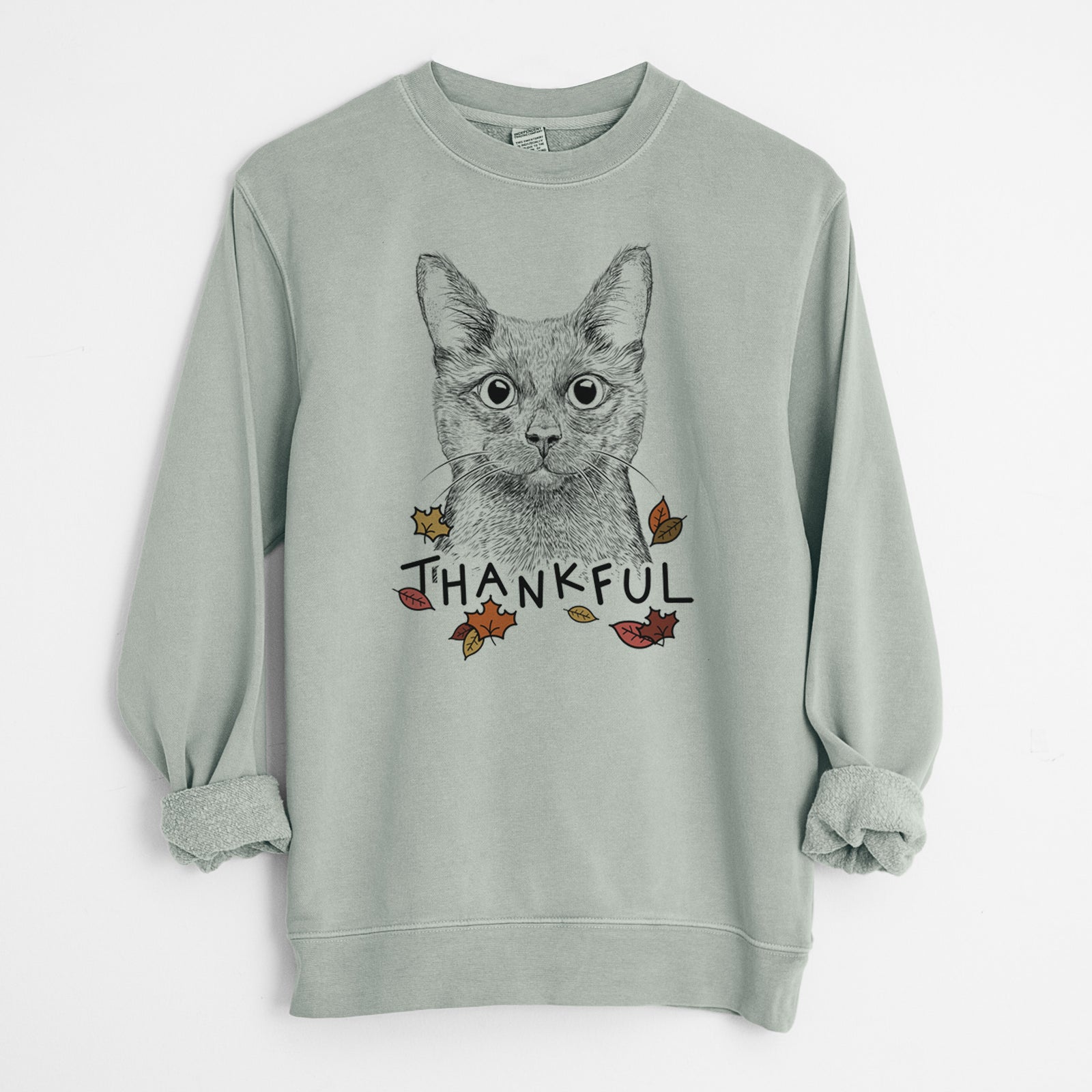 Thankful Shadow the Black Cat - Unisex Pigment Dyed Crew Sweatshirt