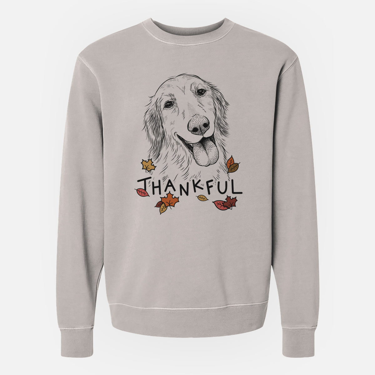 Thankful Shelby the Golden Retriever - Unisex Pigment Dyed Crew Sweatshirt