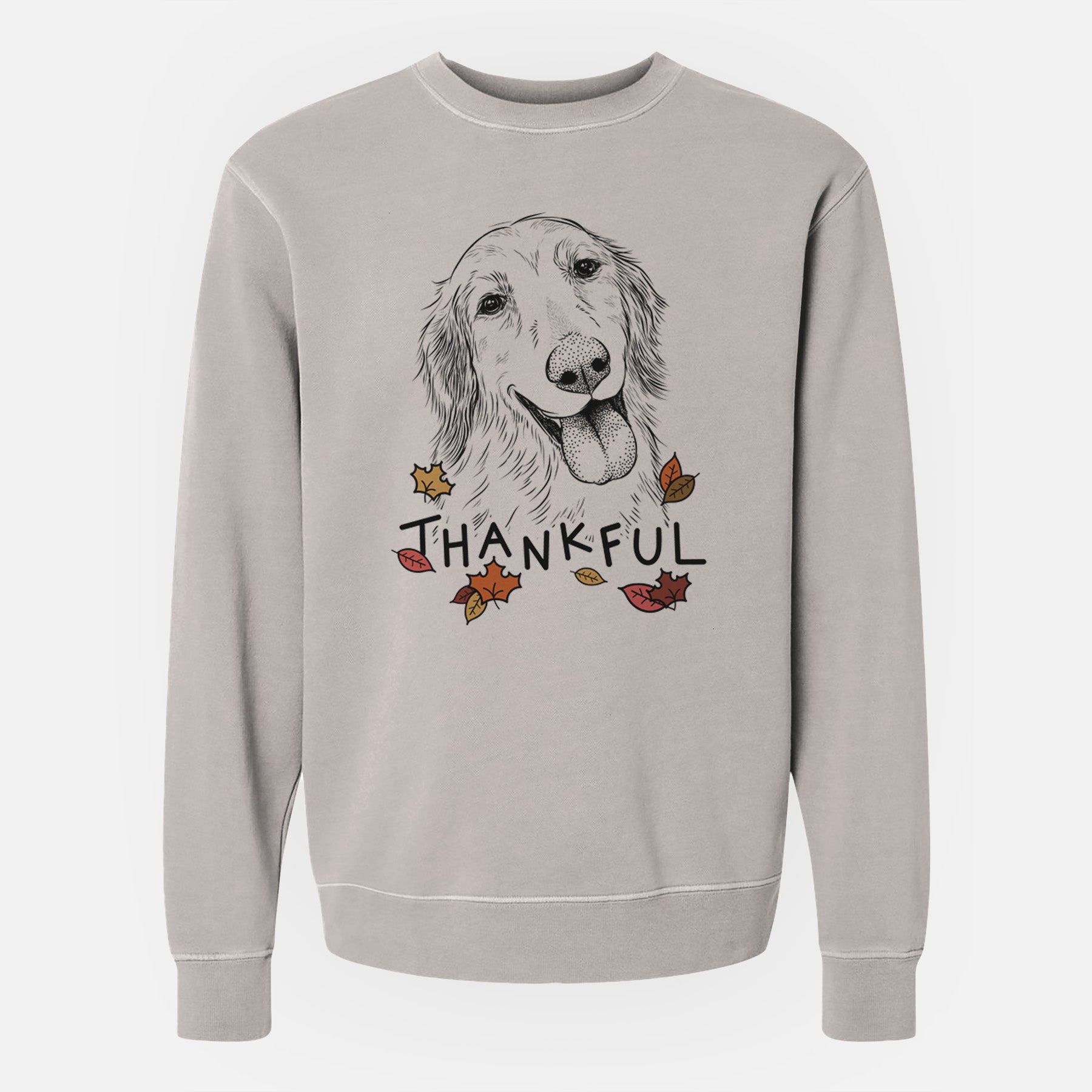 Thankful Shelby the Golden Retriever - Unisex Pigment Dyed Crew Sweatshirt