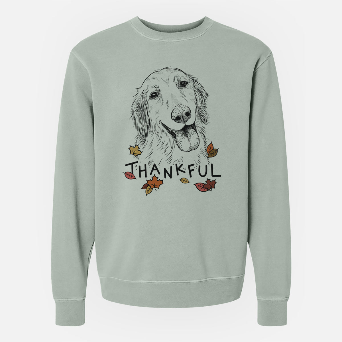 Thankful Shelby the Golden Retriever - Unisex Pigment Dyed Crew Sweatshirt