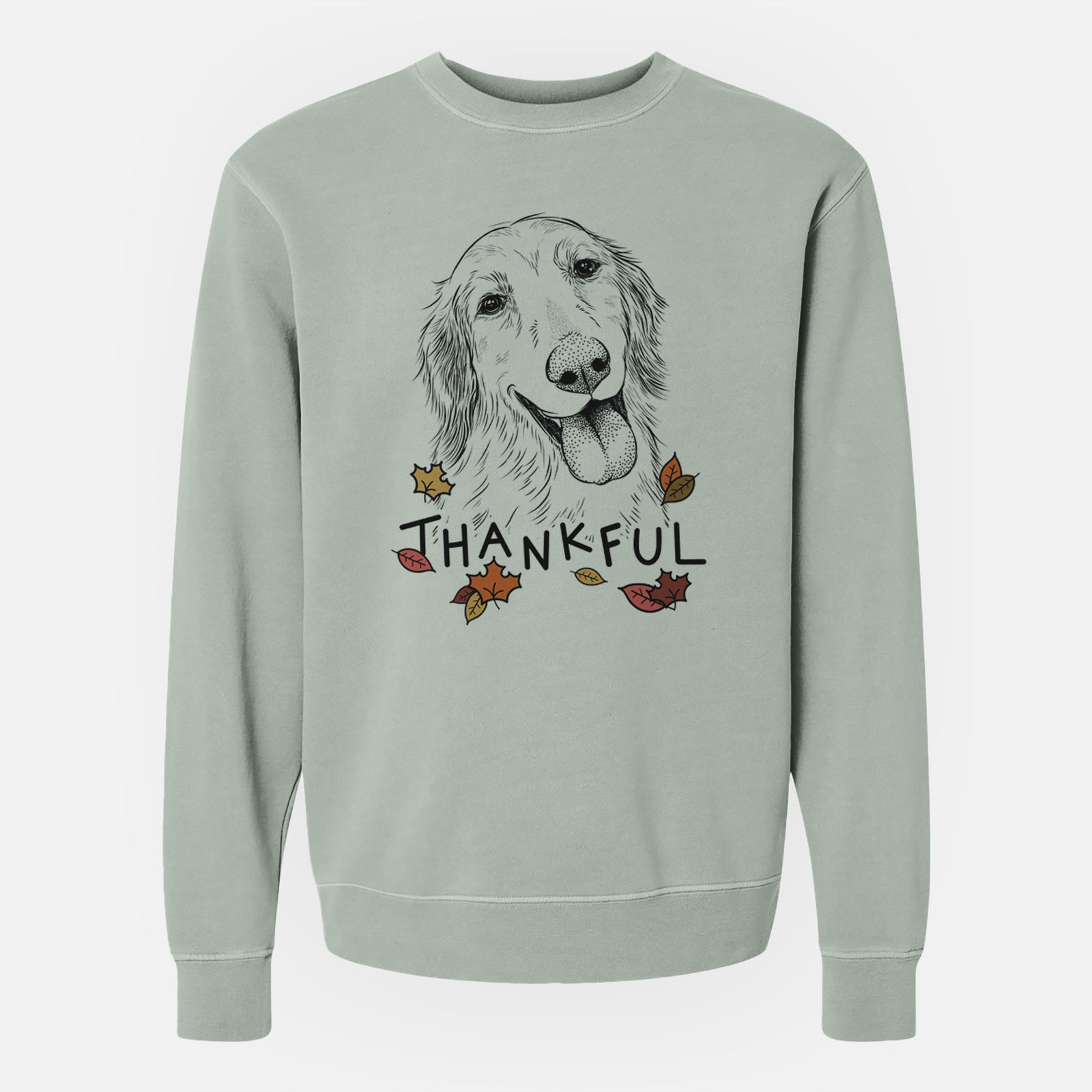 Thankful Shelby the Golden Retriever - Unisex Pigment Dyed Crew Sweatshirt