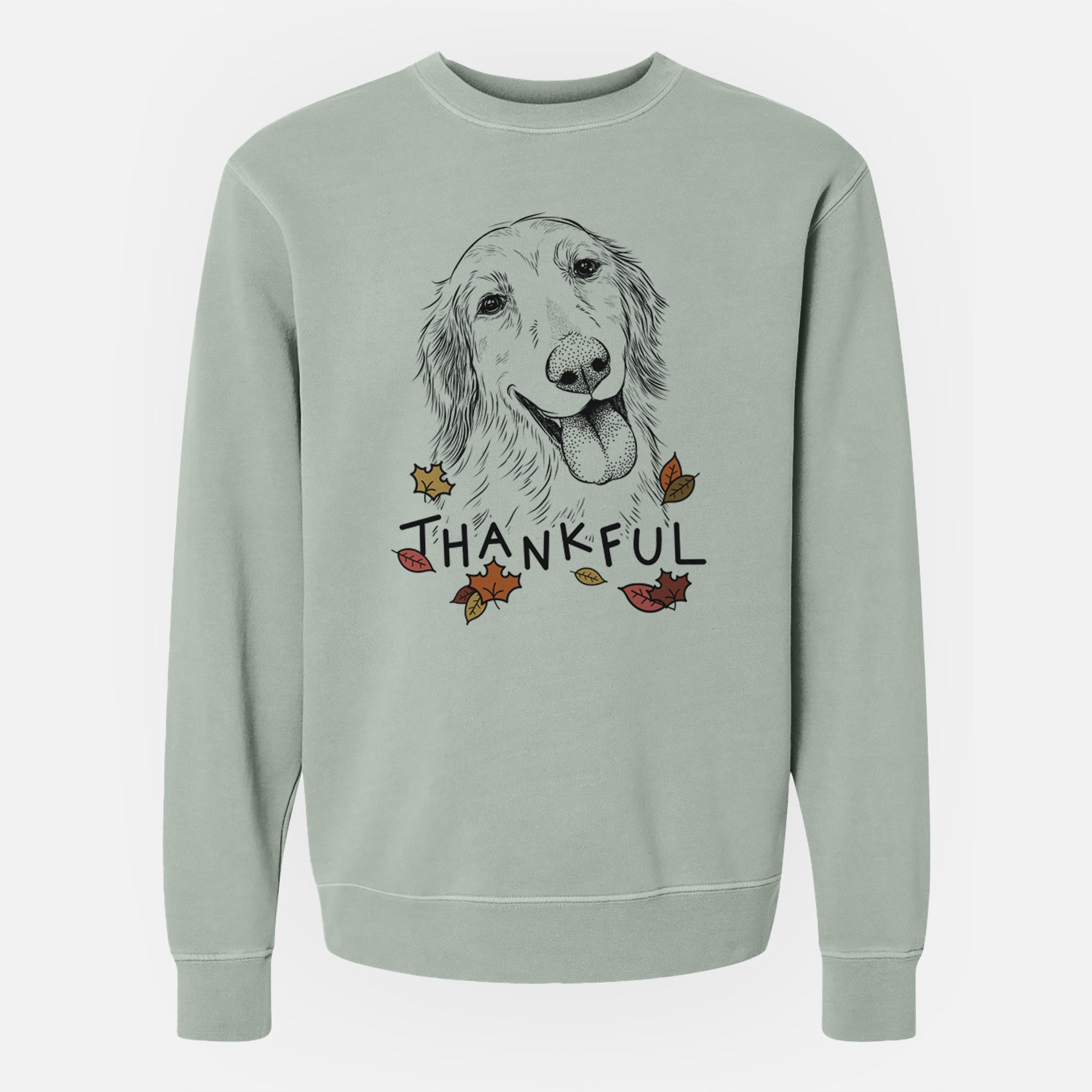 Thankful Shelby the Golden Retriever - Unisex Pigment Dyed Crew Sweatshirt