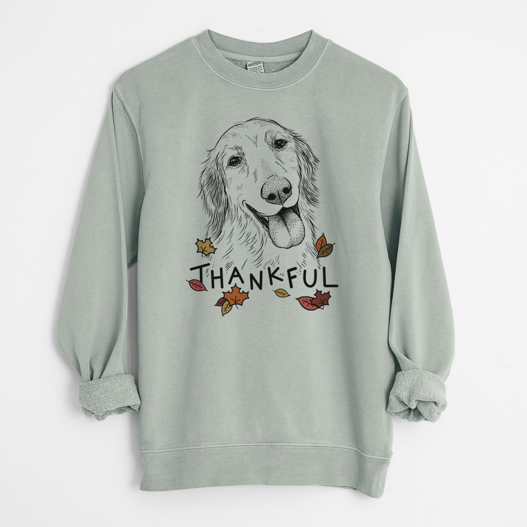 Thankful Shelby the Golden Retriever - Unisex Pigment Dyed Crew Sweatshirt