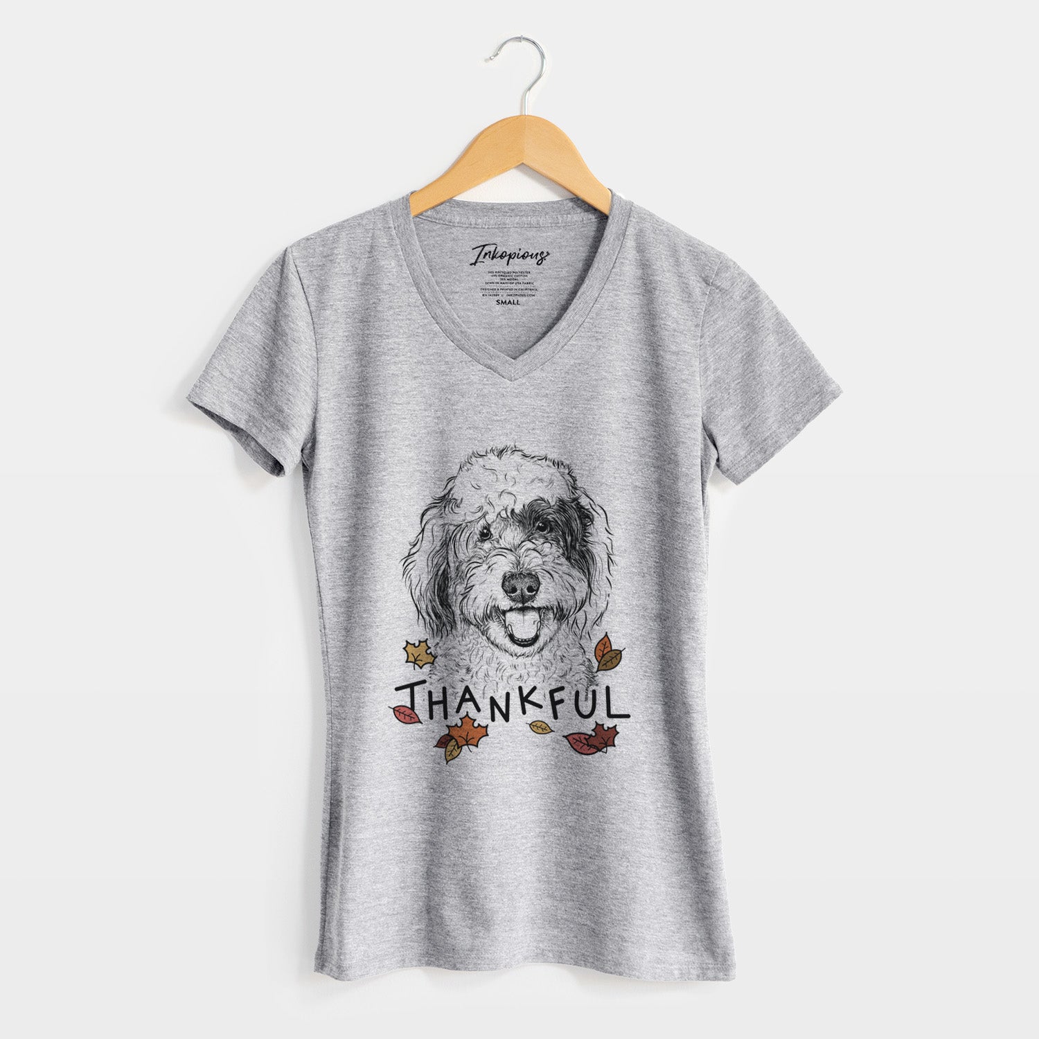 Thankful Sherlock the Sheepadoodle - Women's V-neck Shirt