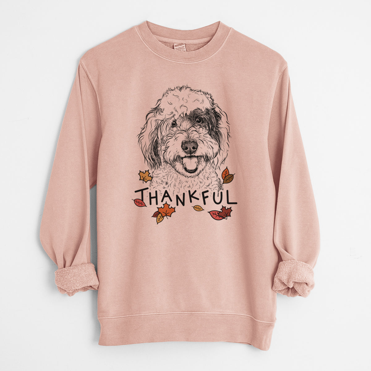 Thankful Sherlock the Sheepadoodle - Unisex Pigment Dyed Crew Sweatshirt