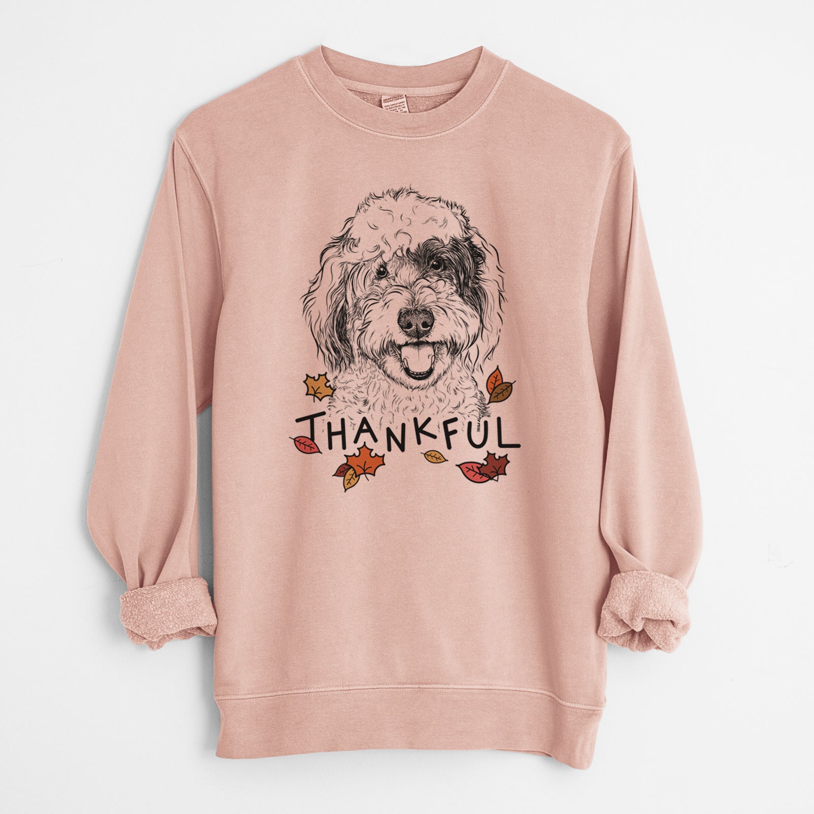 Thankful Sherlock the Sheepadoodle - Unisex Pigment Dyed Crew Sweatshirt
