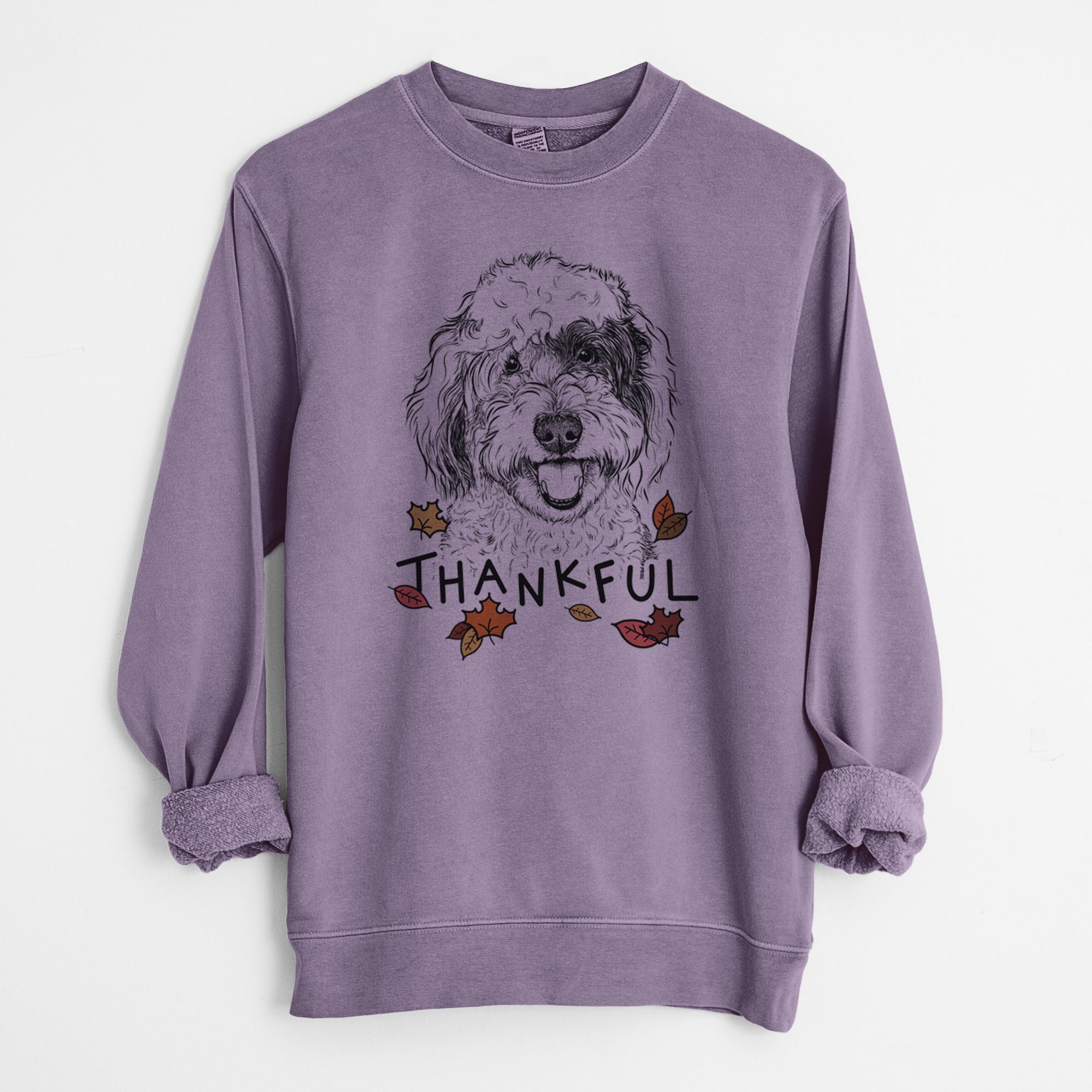 Thankful Sherlock the Sheepadoodle - Unisex Pigment Dyed Crew Sweatshirt