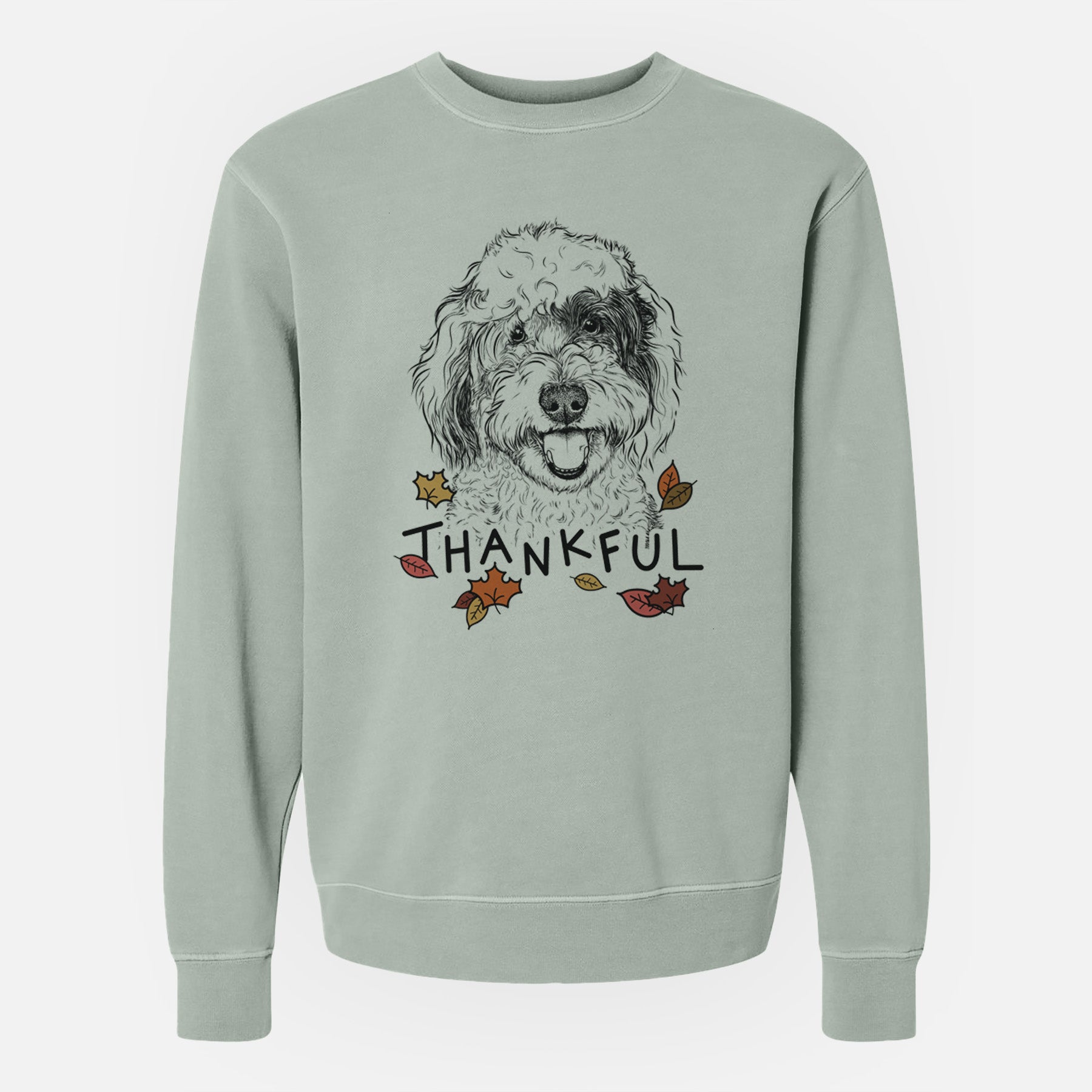 Thankful Sherlock the Sheepadoodle - Unisex Pigment Dyed Crew Sweatshirt