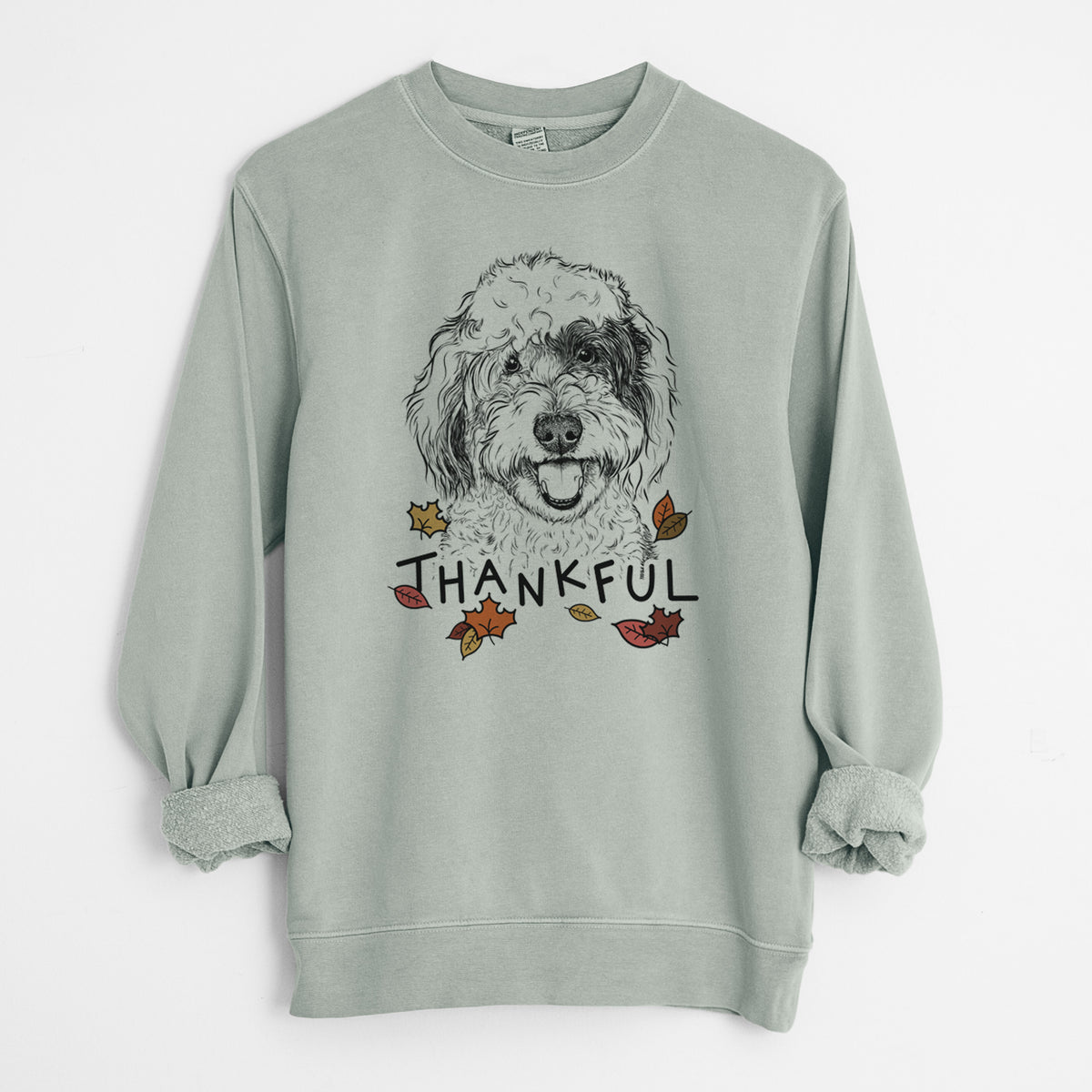 Thankful Sherlock the Sheepadoodle - Unisex Pigment Dyed Crew Sweatshirt