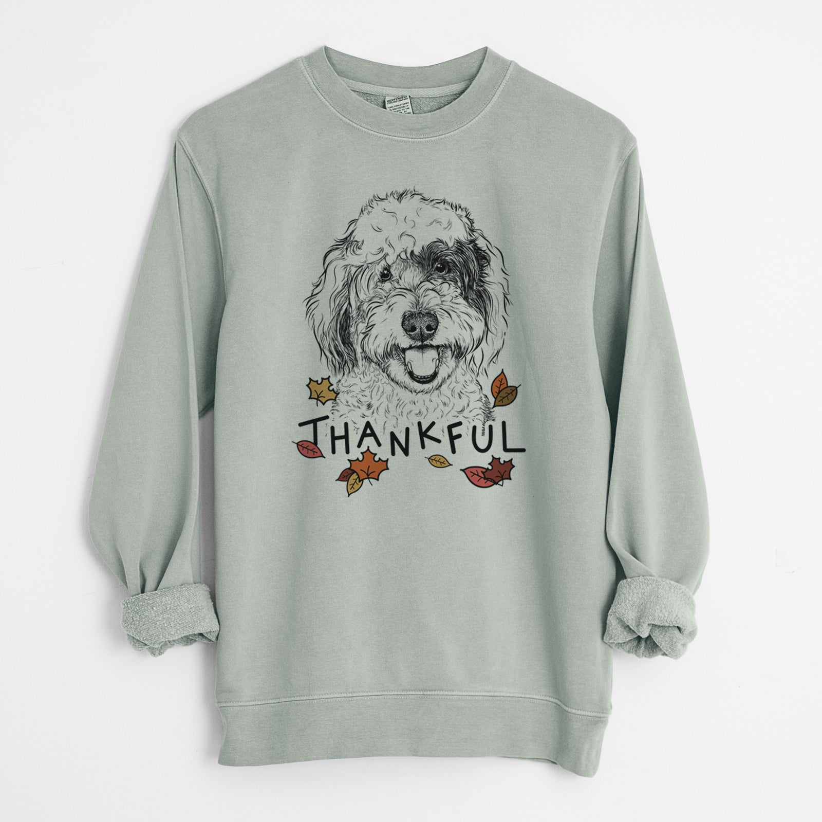 Thankful Sherlock the Sheepadoodle - Unisex Pigment Dyed Crew Sweatshirt