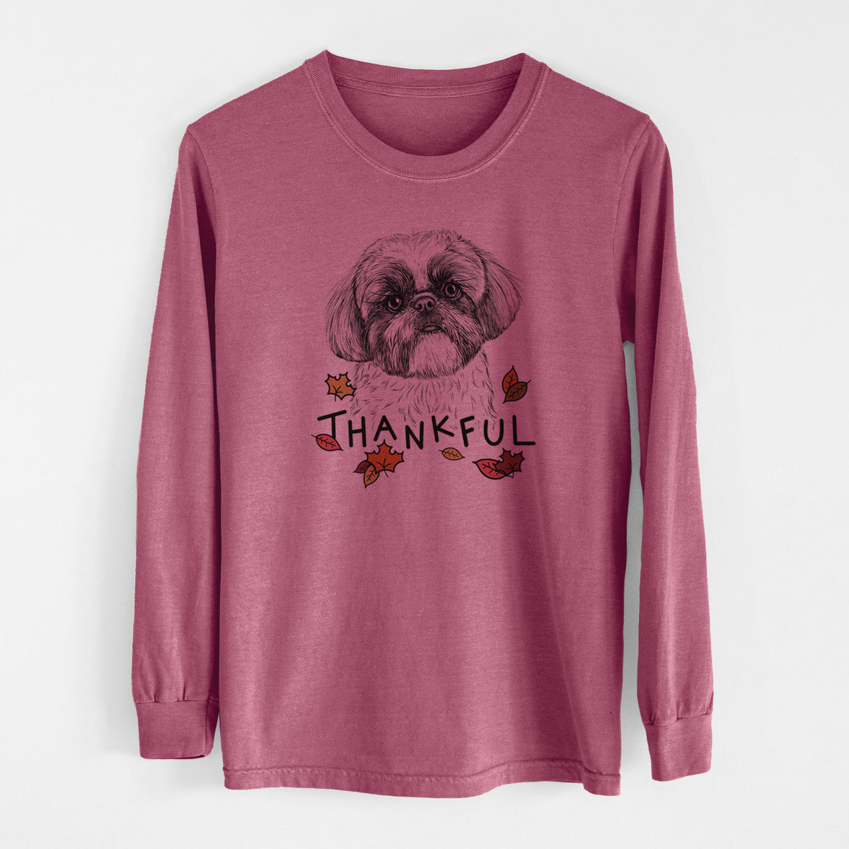 Thankful Simon the Shih Tzu - Men's Heavyweight 100% Cotton Long Sleeve