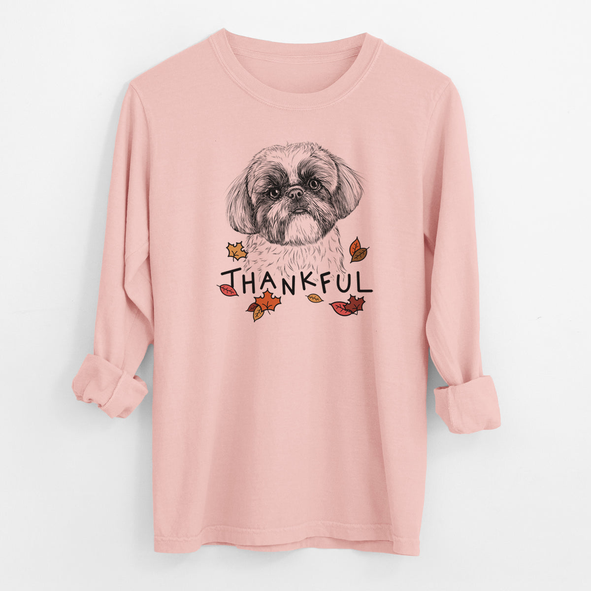 Thankful Simon the Shih Tzu - Men's Heavyweight 100% Cotton Long Sleeve