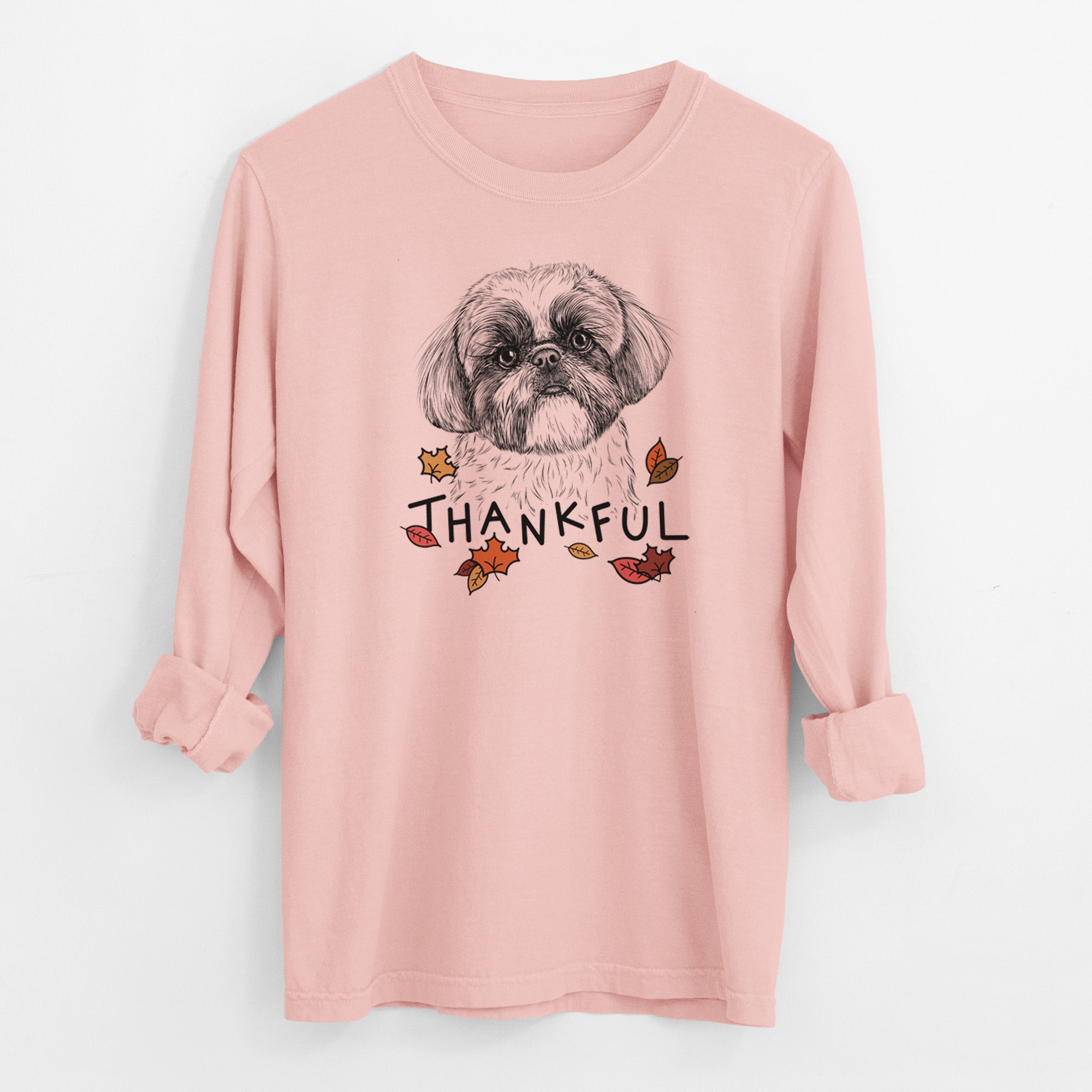 Thankful Simon the Shih Tzu - Men's Heavyweight 100% Cotton Long Sleeve