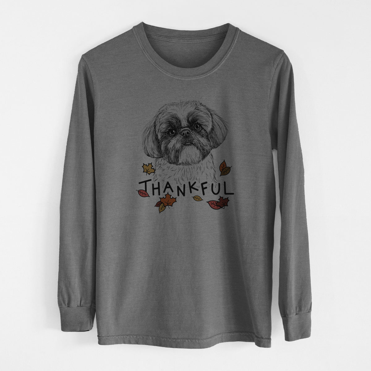 Thankful Simon the Shih Tzu - Men's Heavyweight 100% Cotton Long Sleeve
