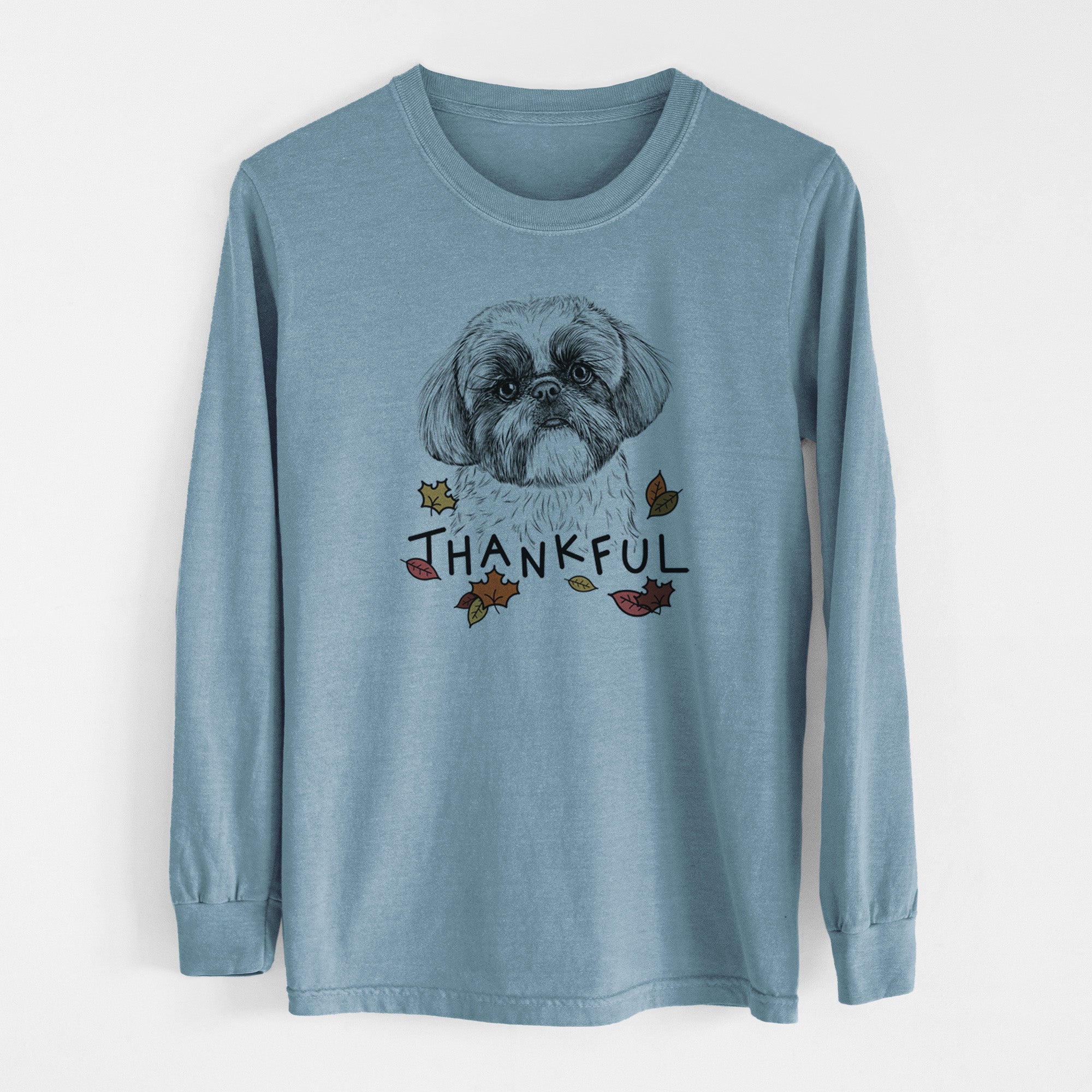 Thankful Simon the Shih Tzu - Men's Heavyweight 100% Cotton Long Sleeve