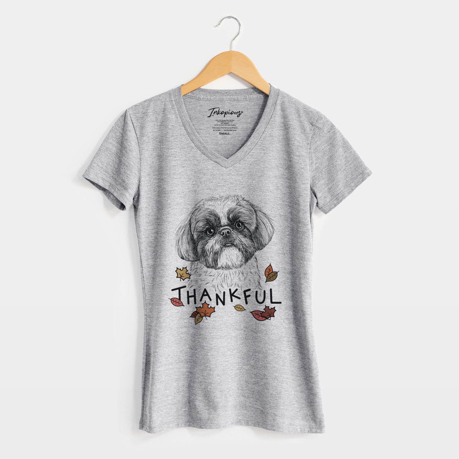 Thankful Simon the Shih Tzu - Women's V-neck Shirt