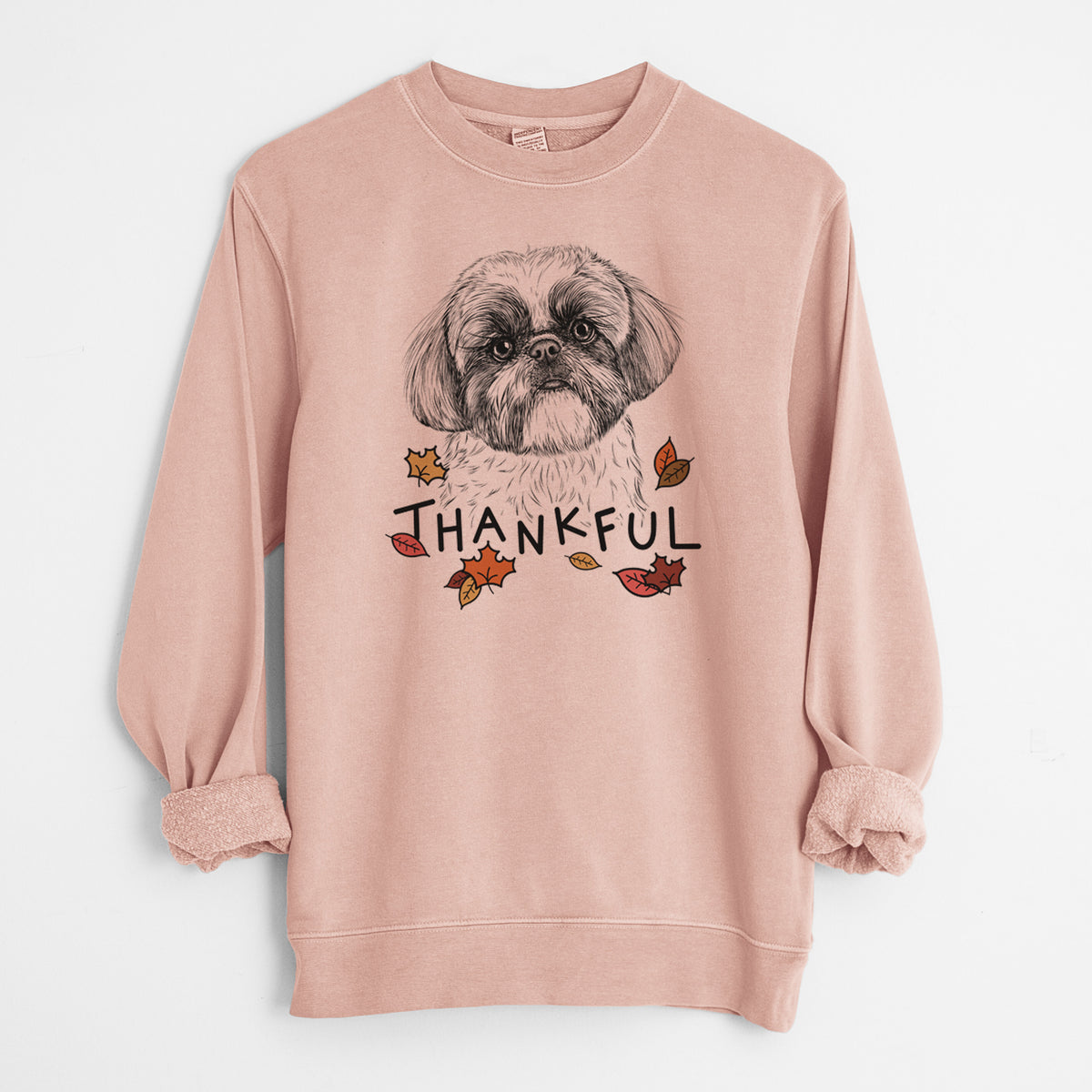 Thankful Simon the Shih Tzu - Unisex Pigment Dyed Crew Sweatshirt