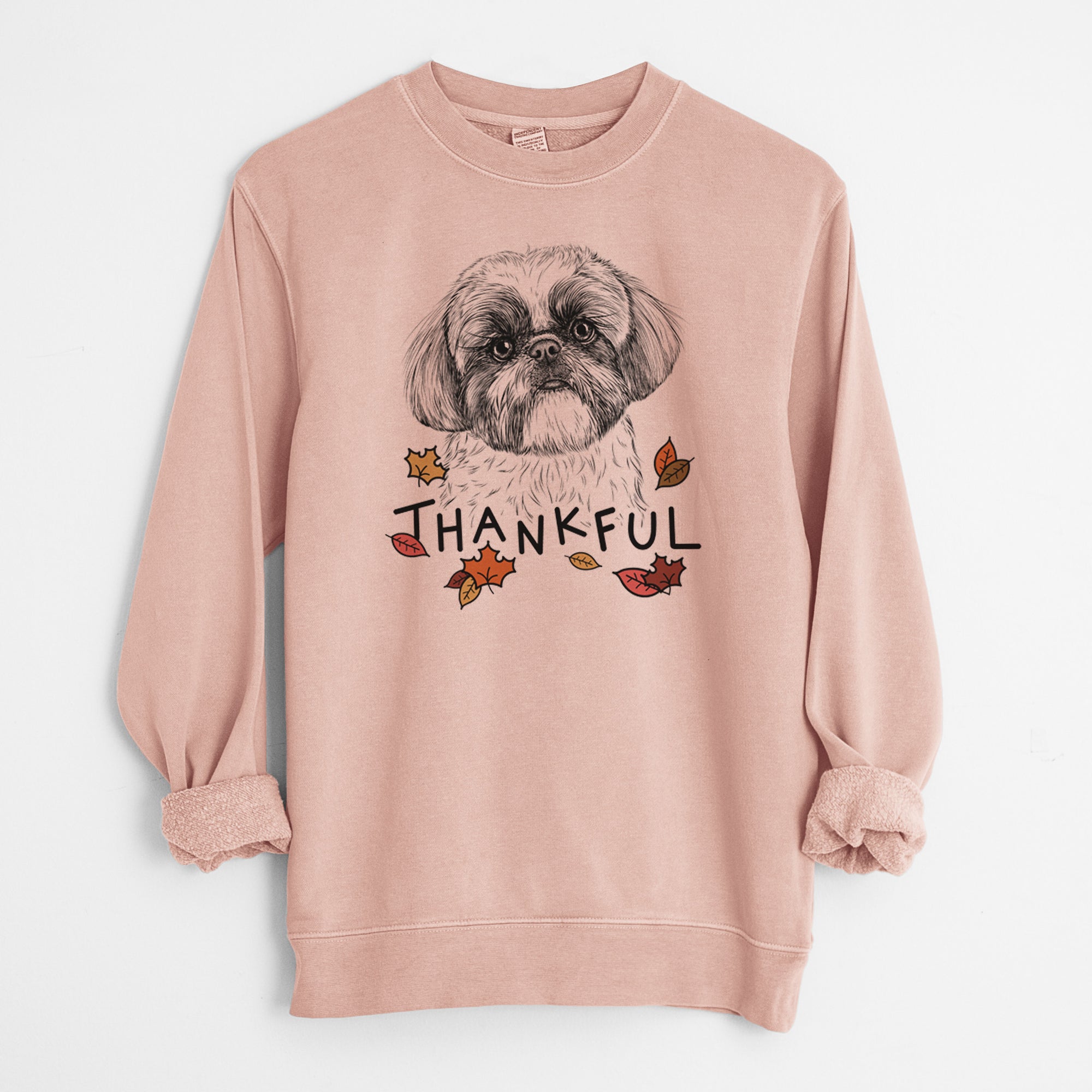 Thankful Simon the Shih Tzu - Unisex Pigment Dyed Crew Sweatshirt