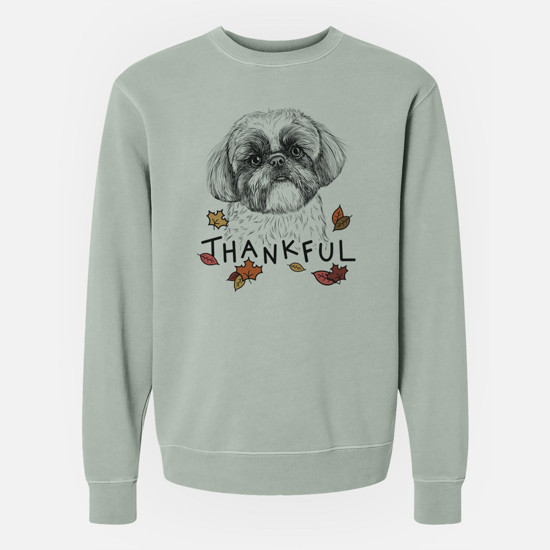 Thankful Simon the Shih Tzu - Unisex Pigment Dyed Crew Sweatshirt