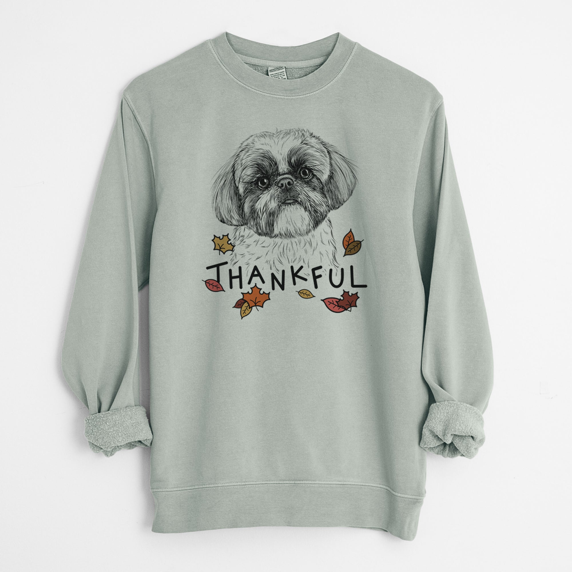 Thankful Simon the Shih Tzu - Unisex Pigment Dyed Crew Sweatshirt